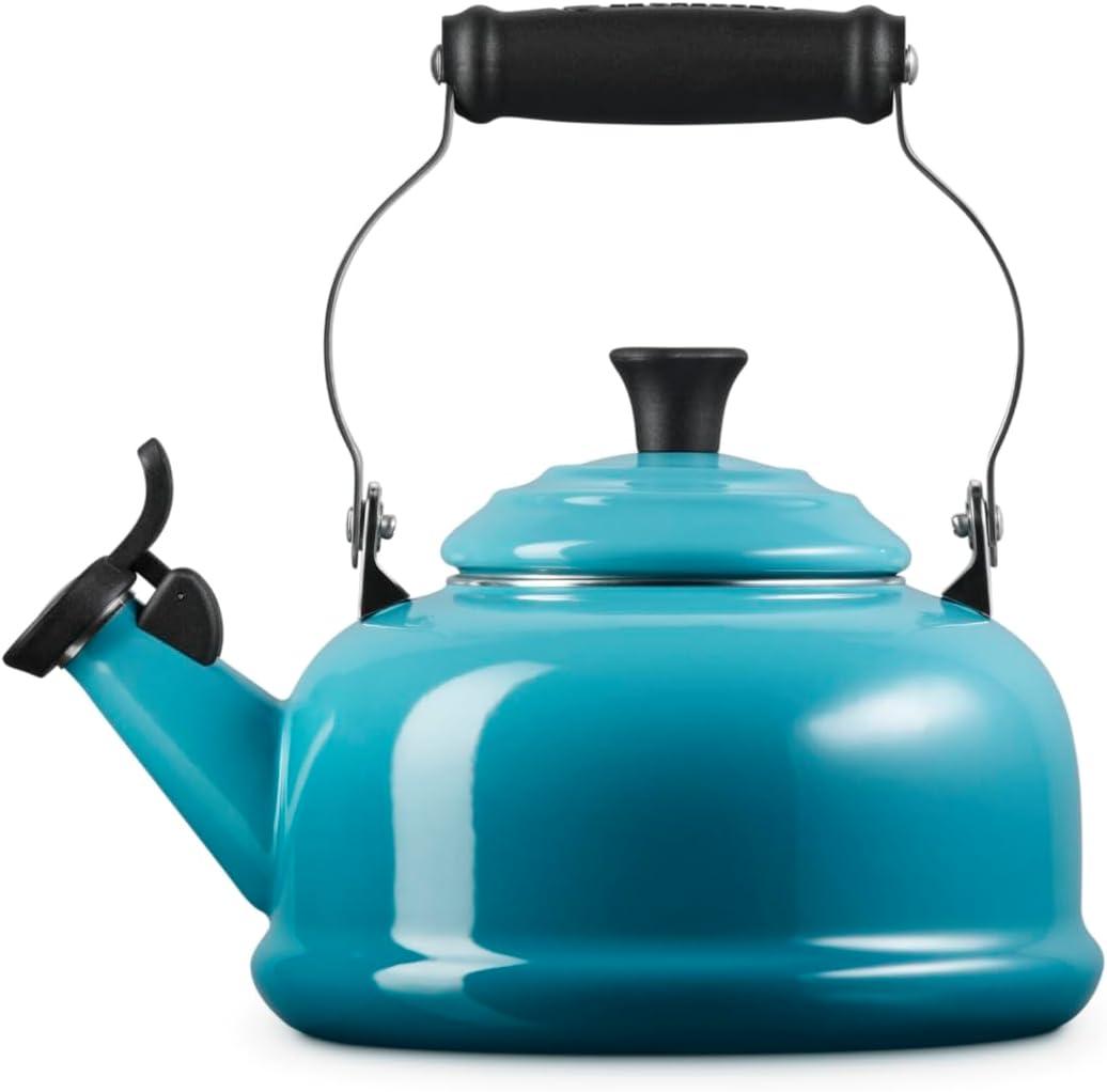 Le Creuset Enamel On Steel Whistling Tea Kettle, 1.7 qt., Cerise(Caribbean) - view 3
