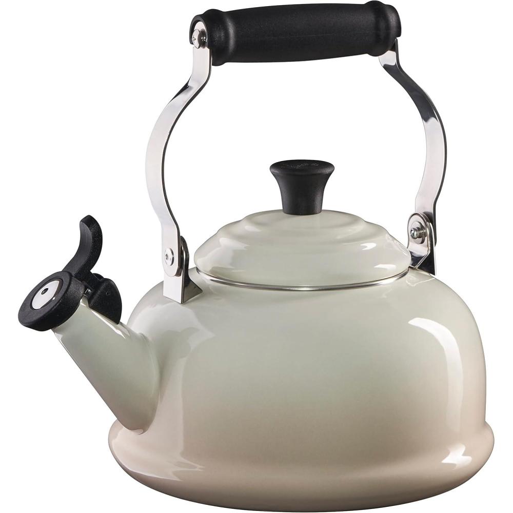 Le Creuset Enamel On Steel Whistling Tea Kettle, 1.7 qt., Cerise(Meringue)