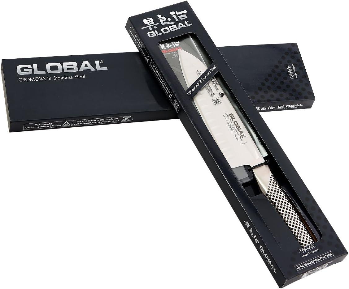 Global G-48-7 inch, 18cm Santoku Hollow Ground Knife, 7″, Stainless - view 4