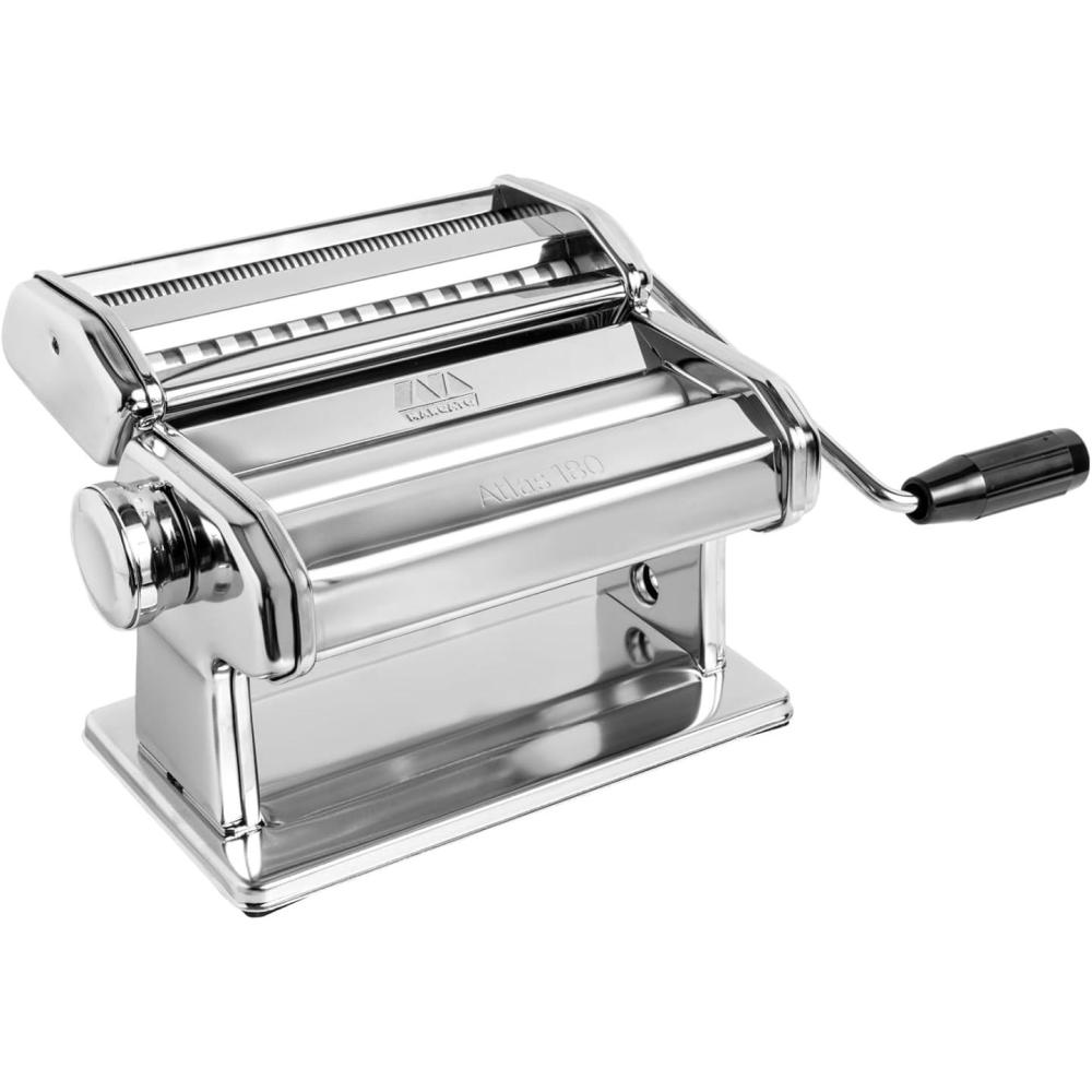 MARCATO Made in Italy Atlas 180 Classic Manual Pasta Machine, Chrome Steel. Makes Lasagne, Fettuccine & Tagliolini.