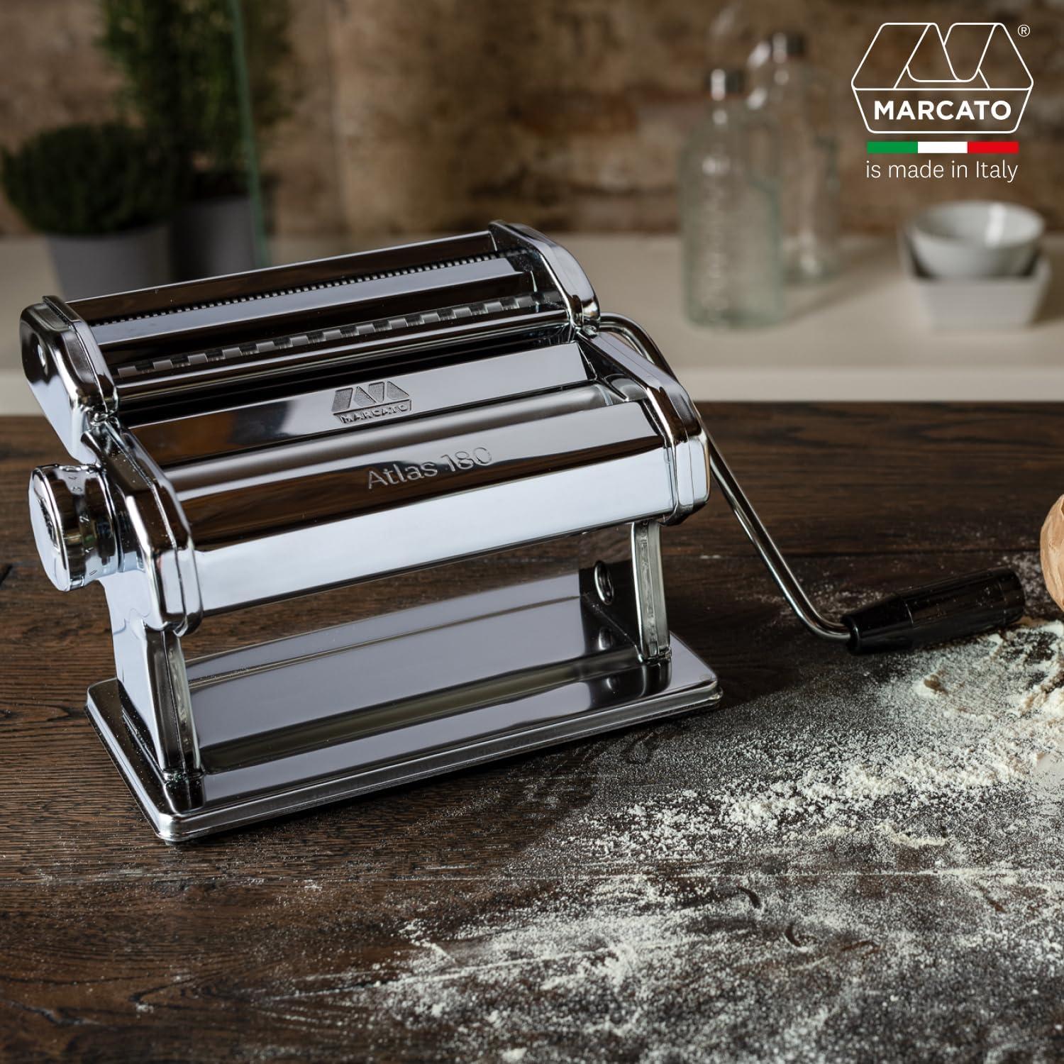 MARCATO Made in Italy Atlas 180 Classic Manual Pasta Machine, Chrome Steel. Makes Lasagne, Fettuccine & Tagliolini. - view 2