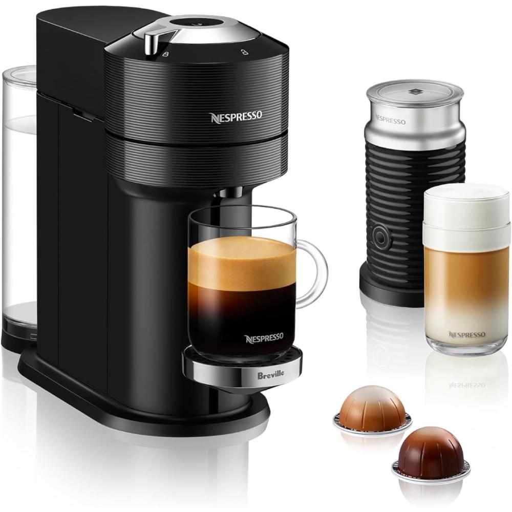 Nespresso Vertuo Next Deluxe Coffee and Espresso Maker, Pure Chrome with Aeroccino Milk Frother,1.1 liter, Black,Dark Chrome(Black)