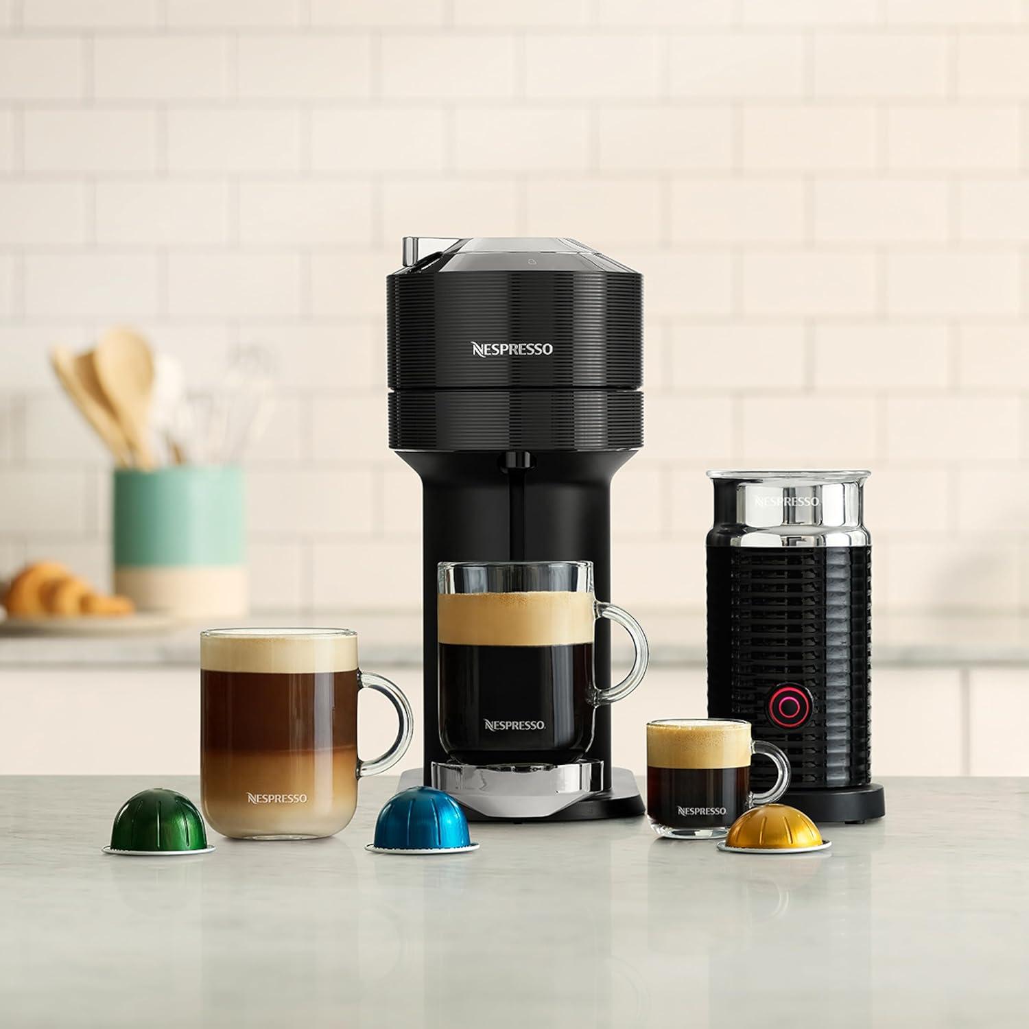 Nespresso Vertuo Next Deluxe Coffee and Espresso Maker, Pure Chrome with Aeroccino Milk Frother,1.1 liter, Black,Dark Chrome(Black) - view 4