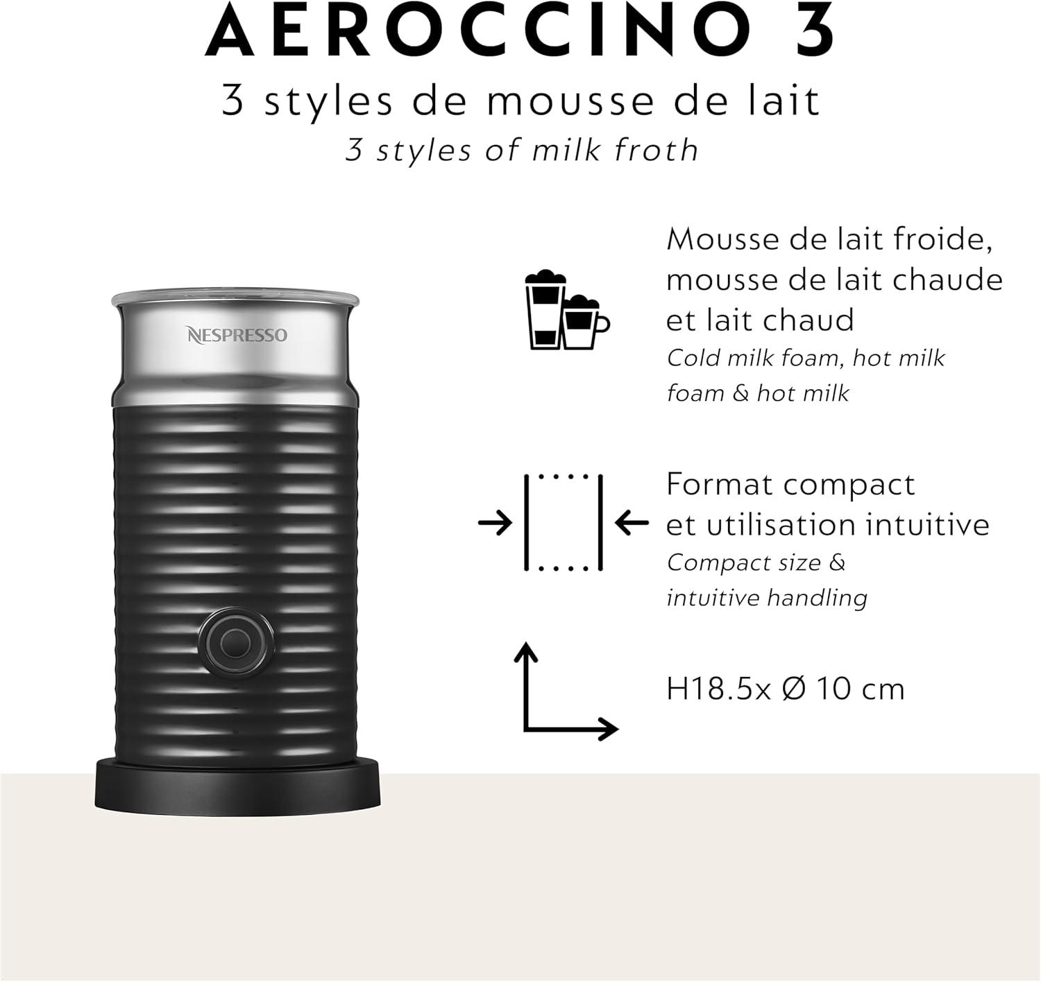 Nespresso Vertuo Next Deluxe Coffee and Espresso Maker, Pure Chrome with Aeroccino Milk Frother,1.1 liter, Black,Dark Chrome(Black) - view 8