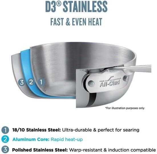 All-Clad D3 Stainless Steel Anniversary Casserole, 4 qt. - view 5