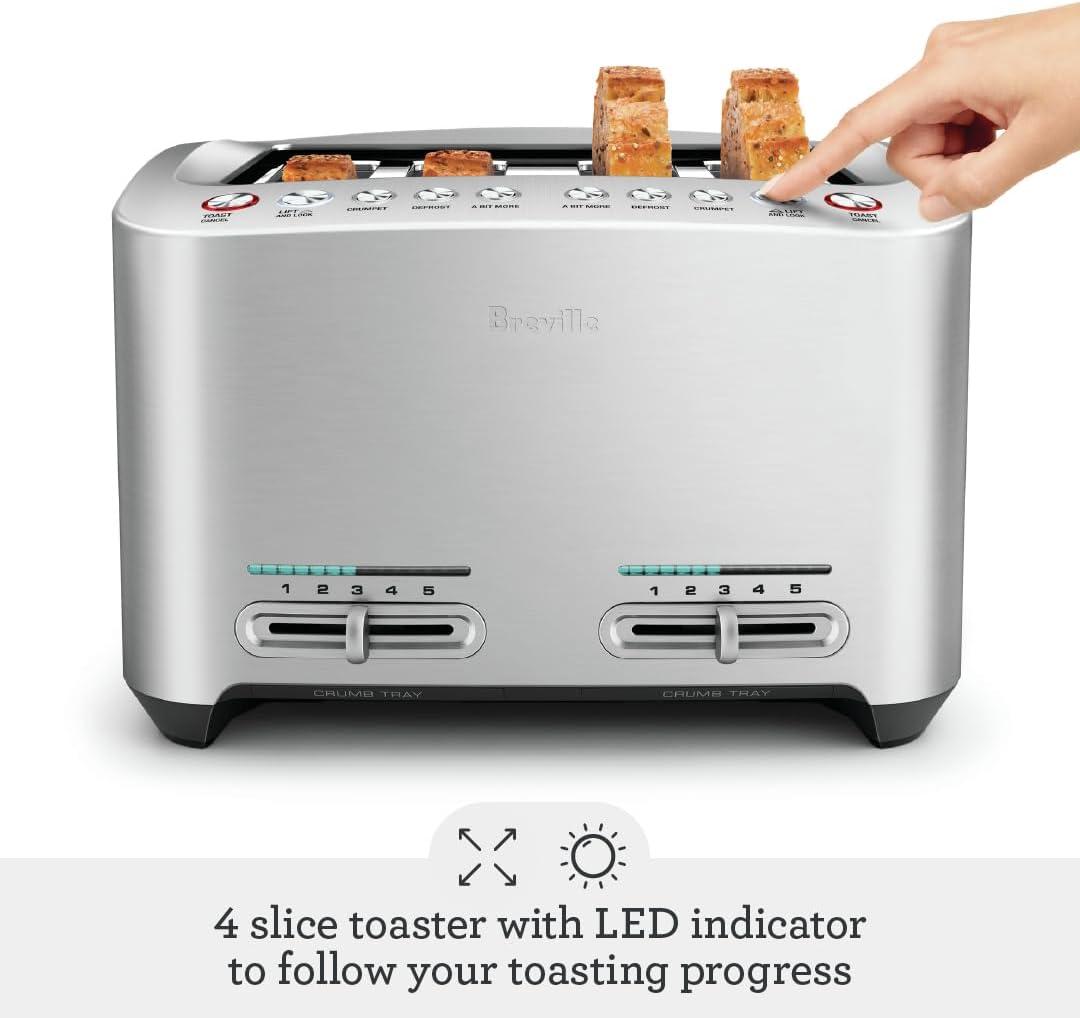 Breville BTA840XL Die-Cast Smart Toaster, 4 Slice, Brushed Stainless Steel(4-Slice) - view 2