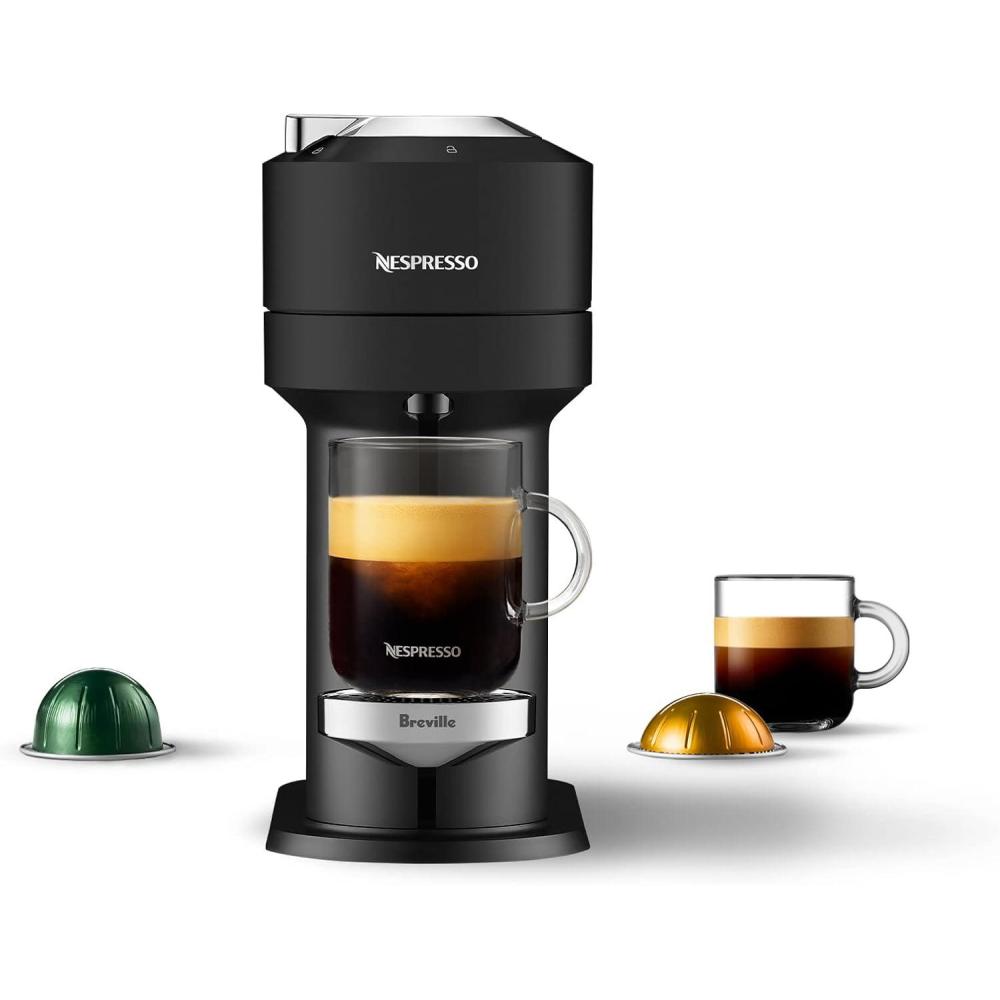 Nespresso Vertuo Next Deluxe Coffee and Espresso Maker, Pure Chrome with Aeroccino Milk Frother,1.1 liter, Black,Dark Chrome(Black Matte)