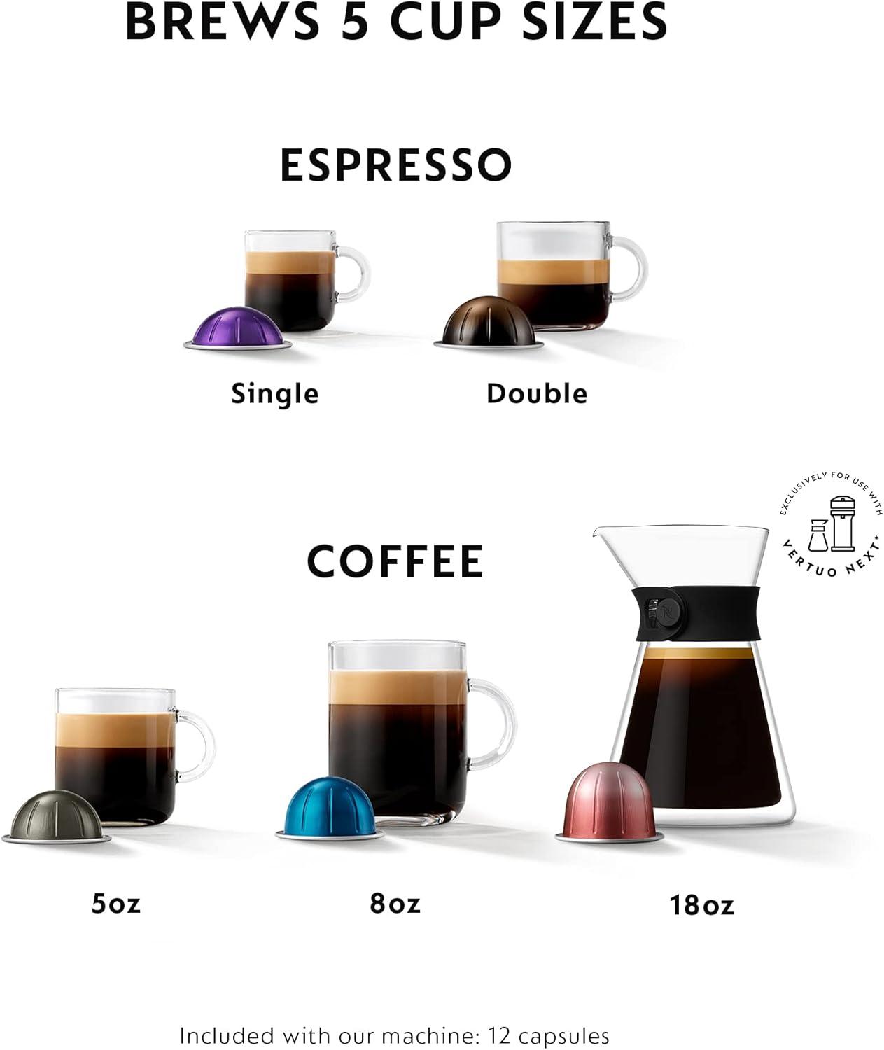 Nespresso Vertuo Next Deluxe Coffee and Espresso Maker, Pure Chrome with Aeroccino Milk Frother,1.1 liter, Black,Dark Chrome(Black Matte) - view 2