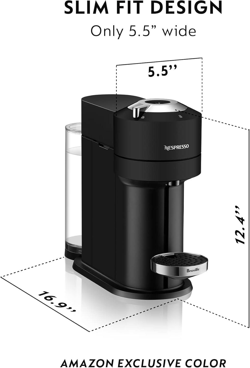 Nespresso Vertuo Next Deluxe Coffee and Espresso Maker, Pure Chrome with Aeroccino Milk Frother,1.1 liter, Black,Dark Chrome(Black Matte) - view 3