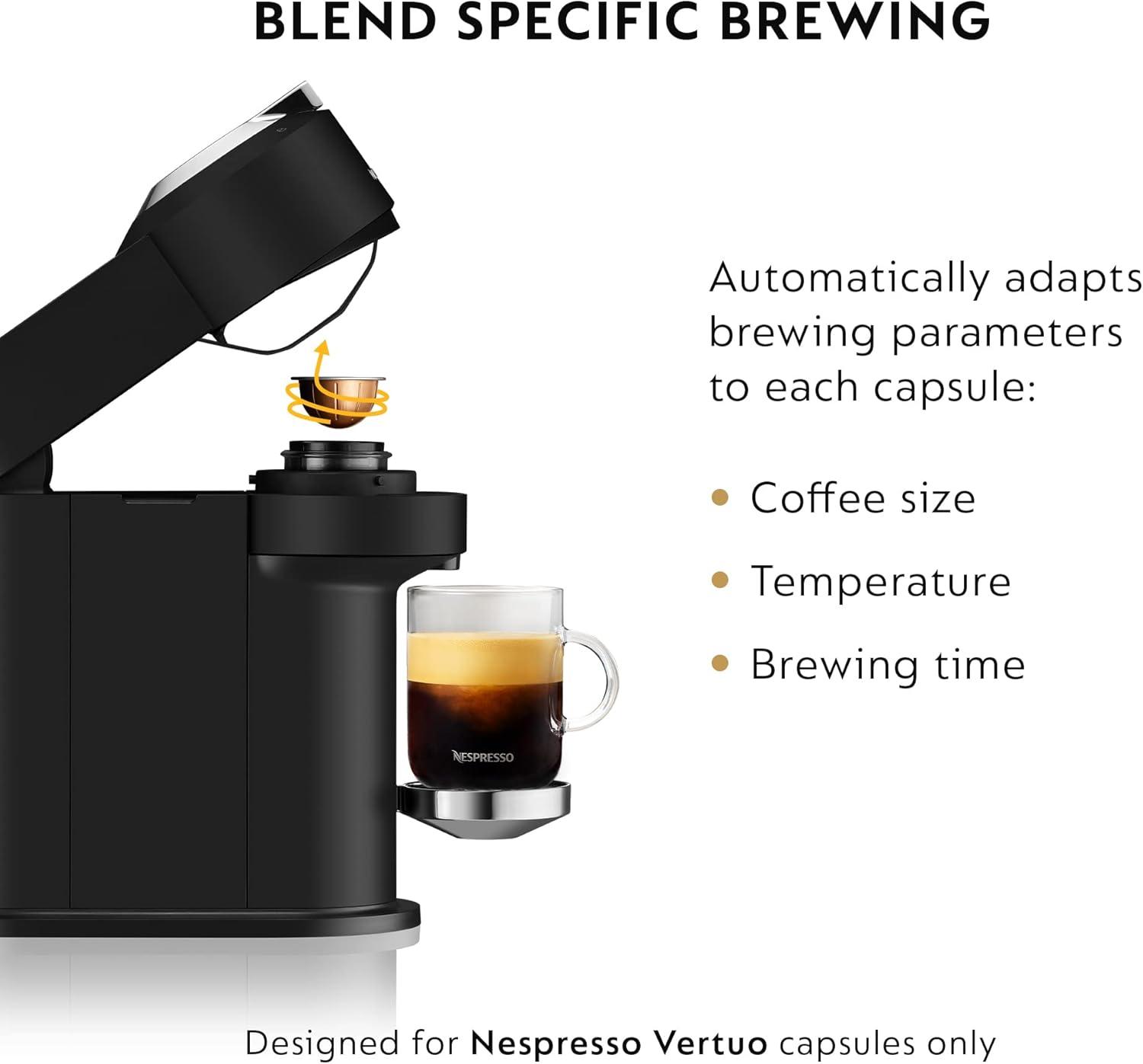 Nespresso Vertuo Next Deluxe Coffee and Espresso Maker, Pure Chrome with Aeroccino Milk Frother,1.1 liter, Black,Dark Chrome(Black Matte) - view 5