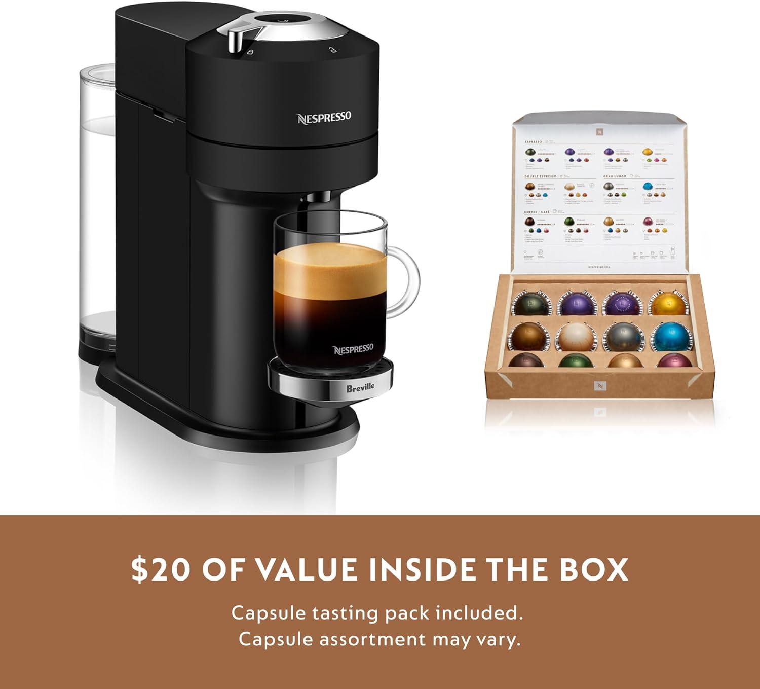 Nespresso Vertuo Next Deluxe Coffee and Espresso Maker, Pure Chrome with Aeroccino Milk Frother,1.1 liter, Black,Dark Chrome(Black Matte) - view 6