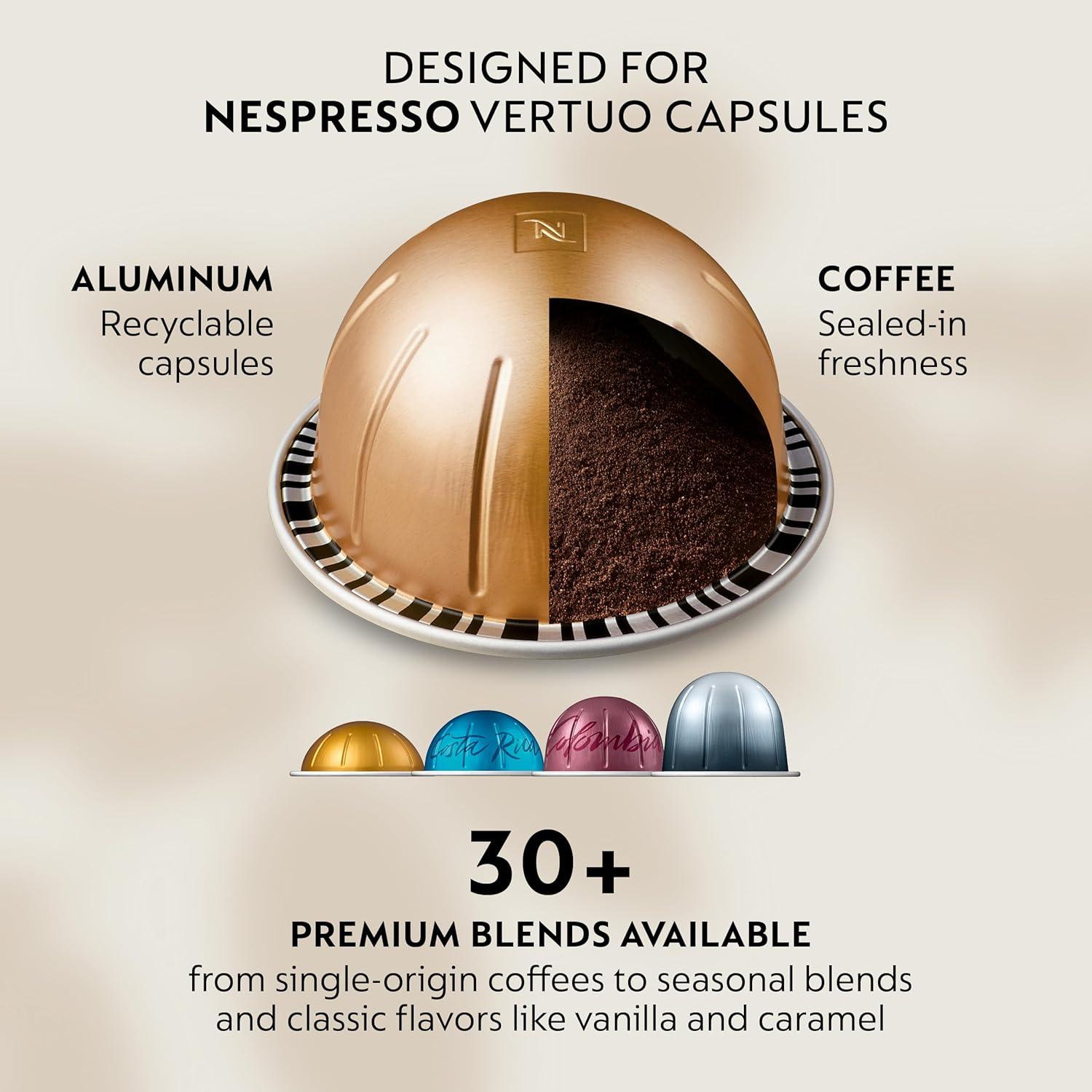 Nespresso Festive Vertuo Pop+ Deluxe Coffee and Espresso Maker by Breville with Milk Frother, Matte Black Gold(Matte Black Gold) - view 4