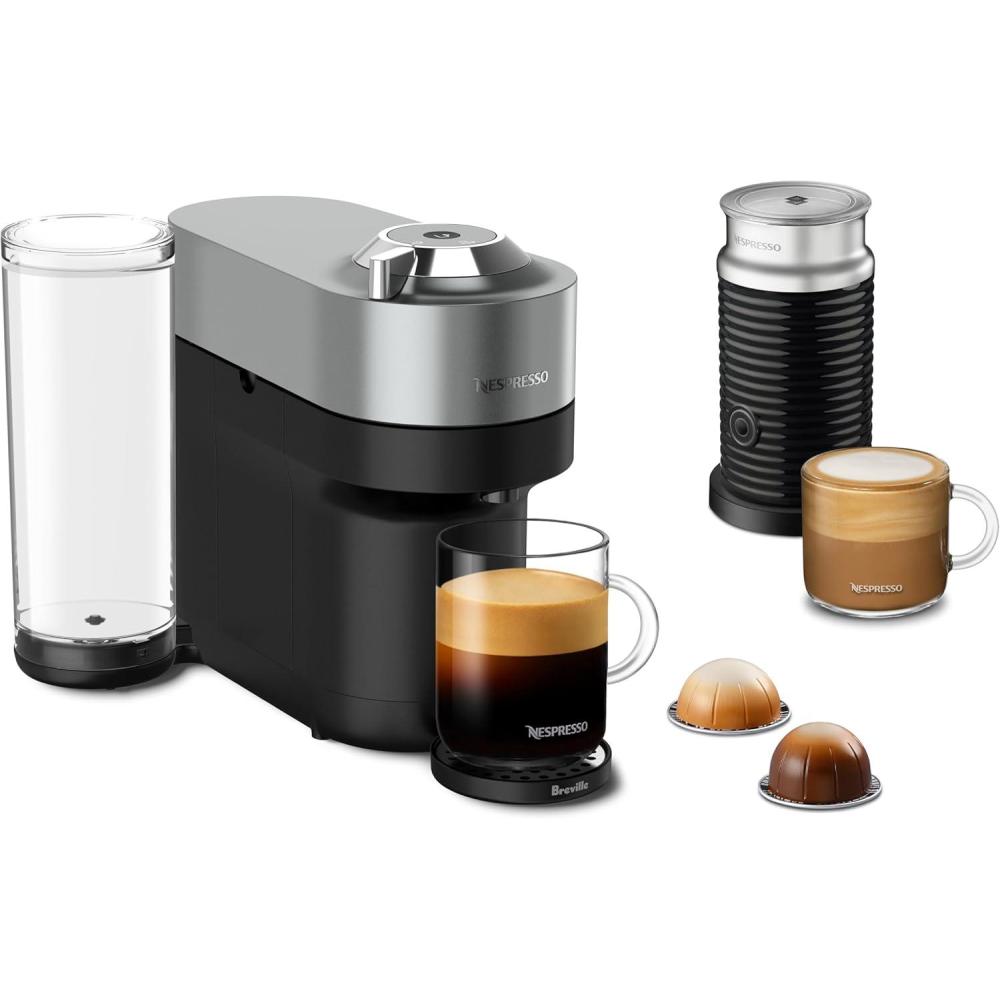Nespresso Festive Vertuo Pop+ Deluxe Coffee and Espresso Maker by Breville with Milk Frother, Matte Black Gold(Titan)