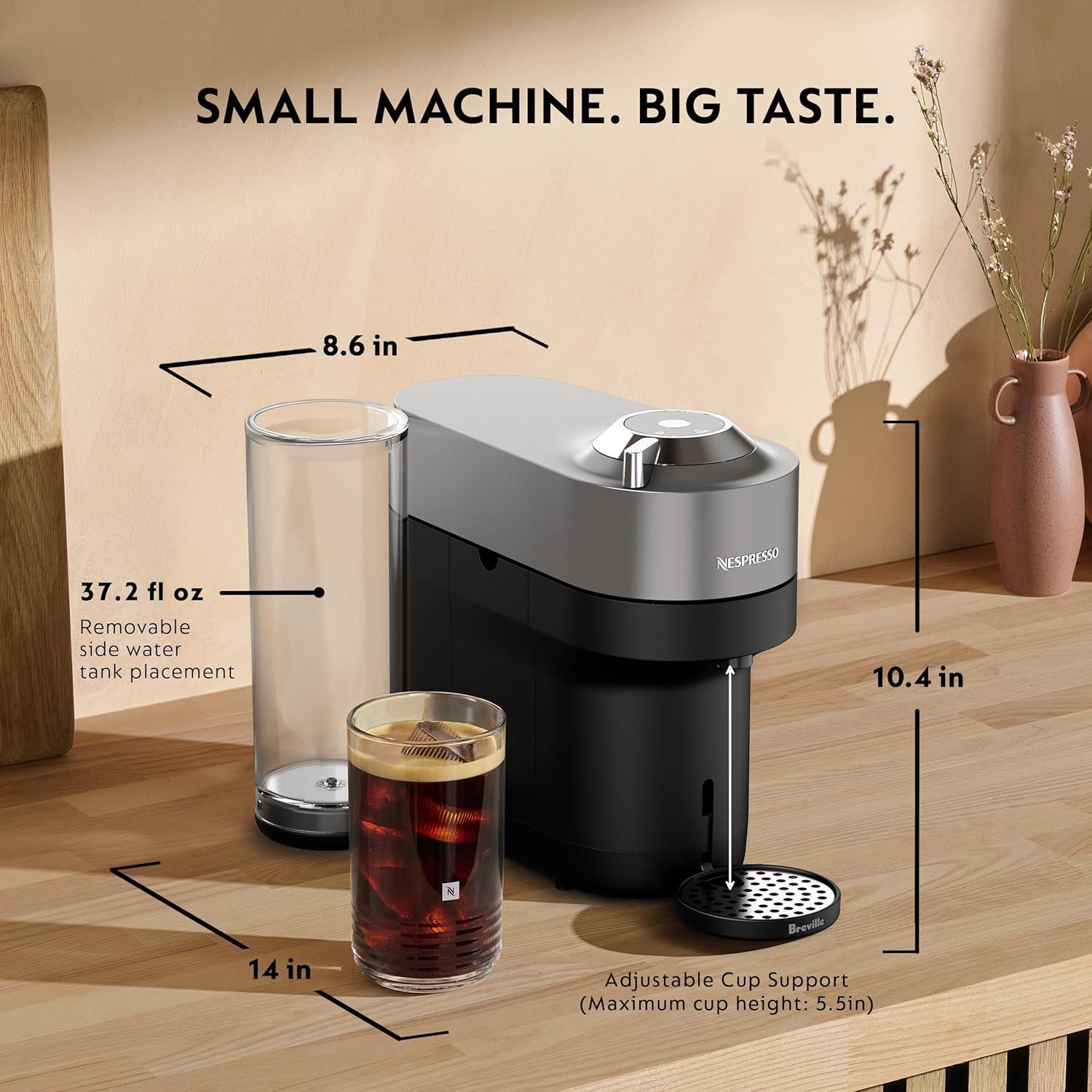 Nespresso Festive Vertuo Pop+ Deluxe Coffee and Espresso Maker by Breville with Milk Frother, Matte Black Gold(Titan) - view 5