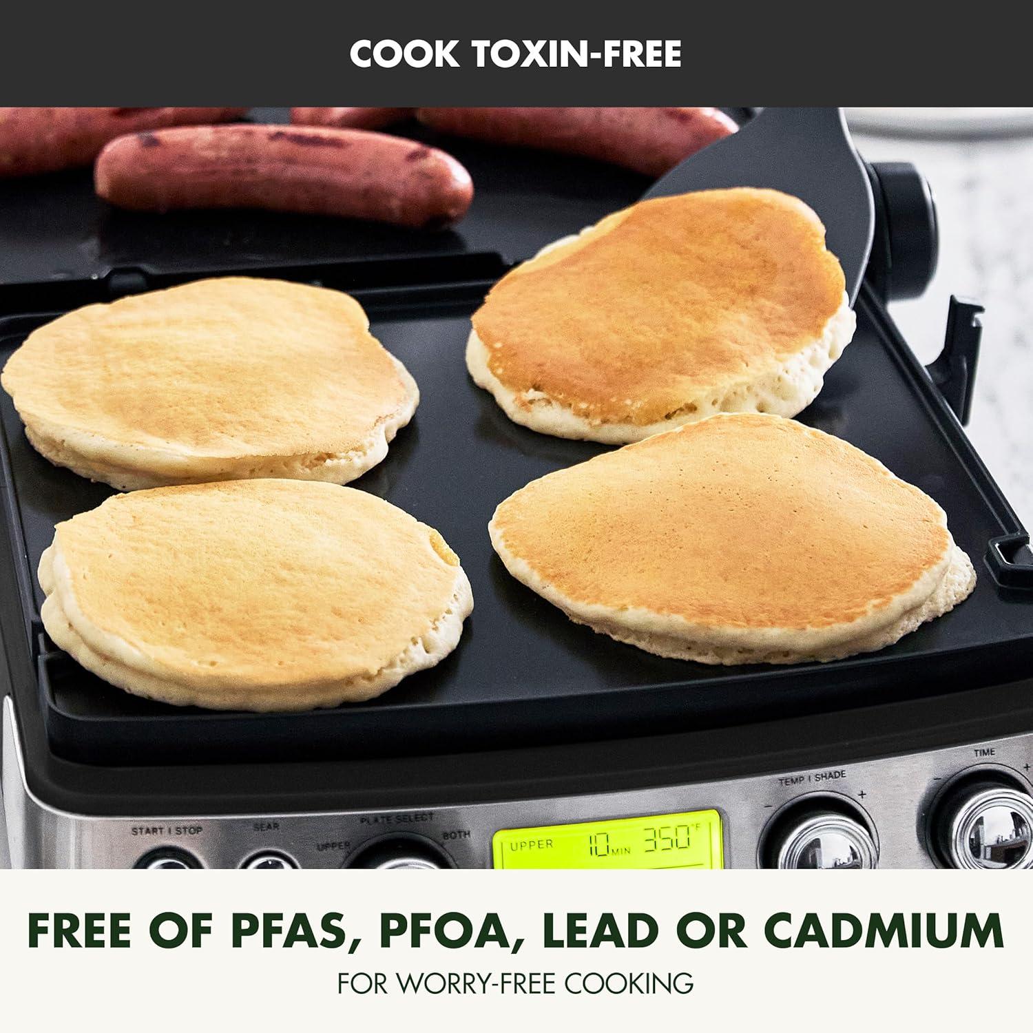 GreenPan Elite 7-in-1 Multi-Function Contact Grill & Griddle, Healthy Ceramic Nonstick, Grill & Waffle Plates, Adjustable Shade & Shear, Closed Press/Open Flat Surface, PFAS-Free, Cream White(Black) - view 5