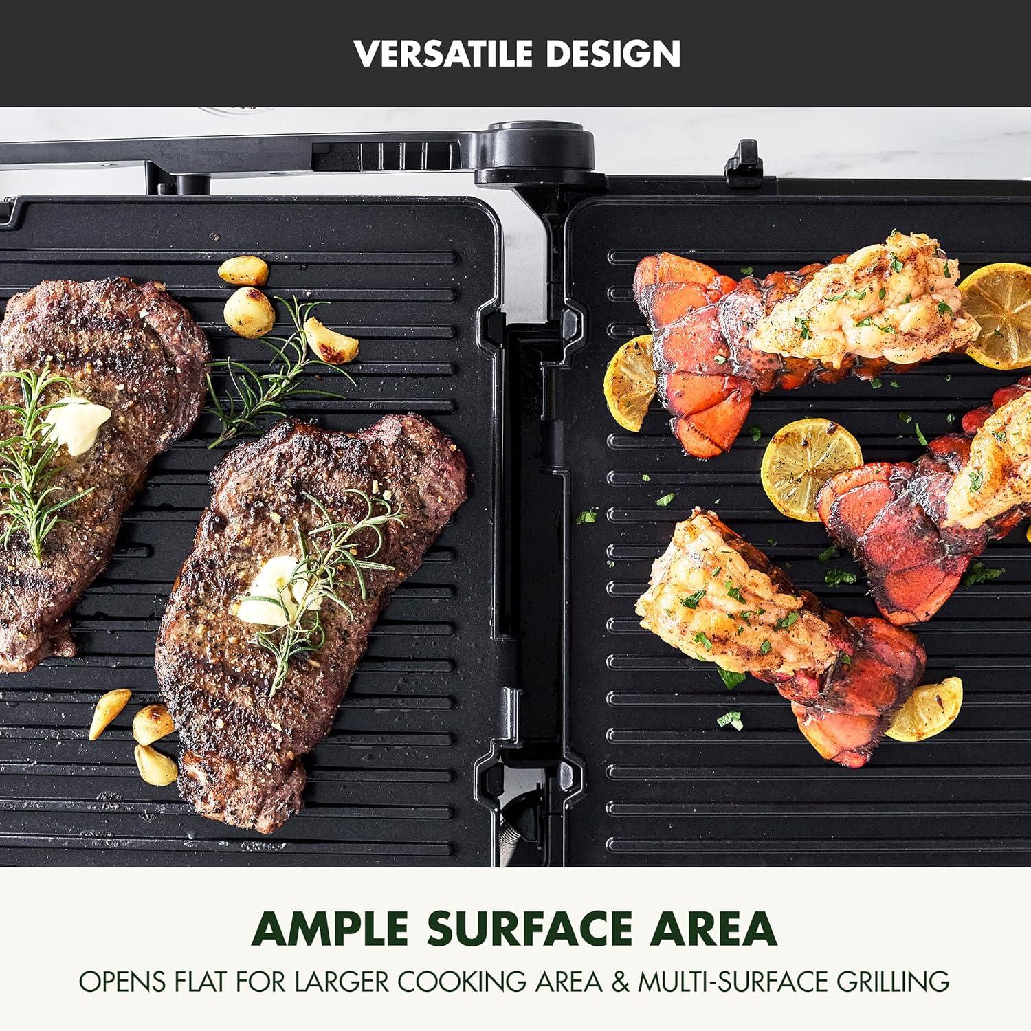 GreenPan Elite 7-in-1 Multi-Function Contact Grill & Griddle, Healthy Ceramic Nonstick, Grill & Waffle Plates, Adjustable Shade & Shear, Closed Press/Open Flat Surface, PFAS-Free, Cream White(Black) - view 6