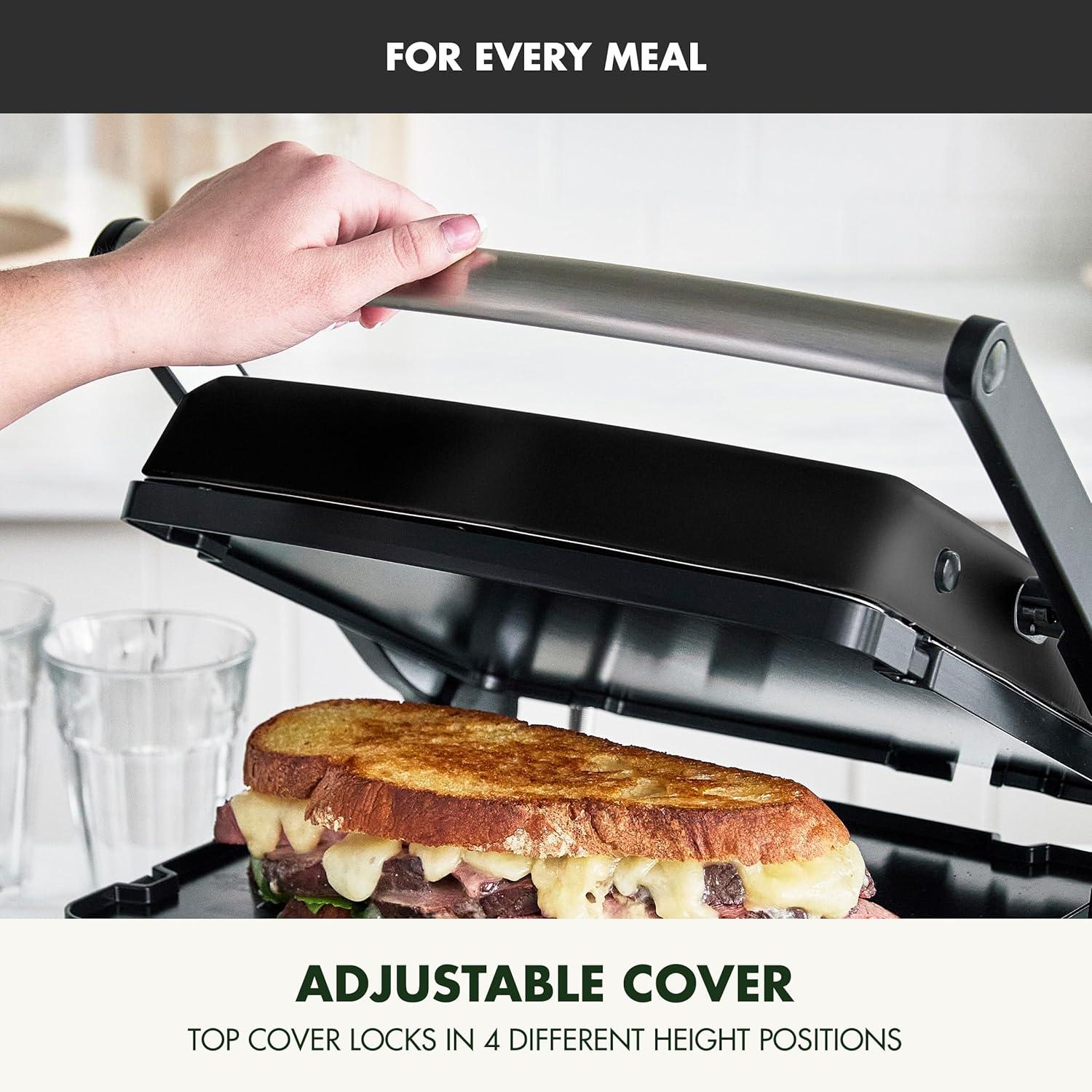 GreenPan Elite 7-in-1 Multi-Function Contact Grill & Griddle, Healthy Ceramic Nonstick, Grill & Waffle Plates, Adjustable Shade & Shear, Closed Press/Open Flat Surface, PFAS-Free, Cream White(Black) - view 8