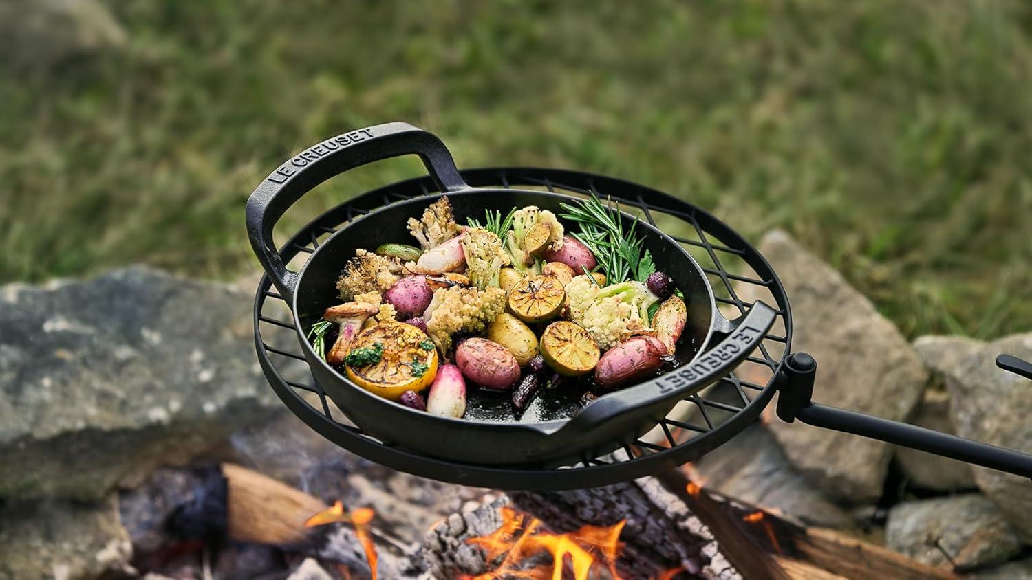 Le Creuset Alpine Outdoor Collection Enameled Cast Iron Square Grill Basket, 12″(Skillet) - view 5