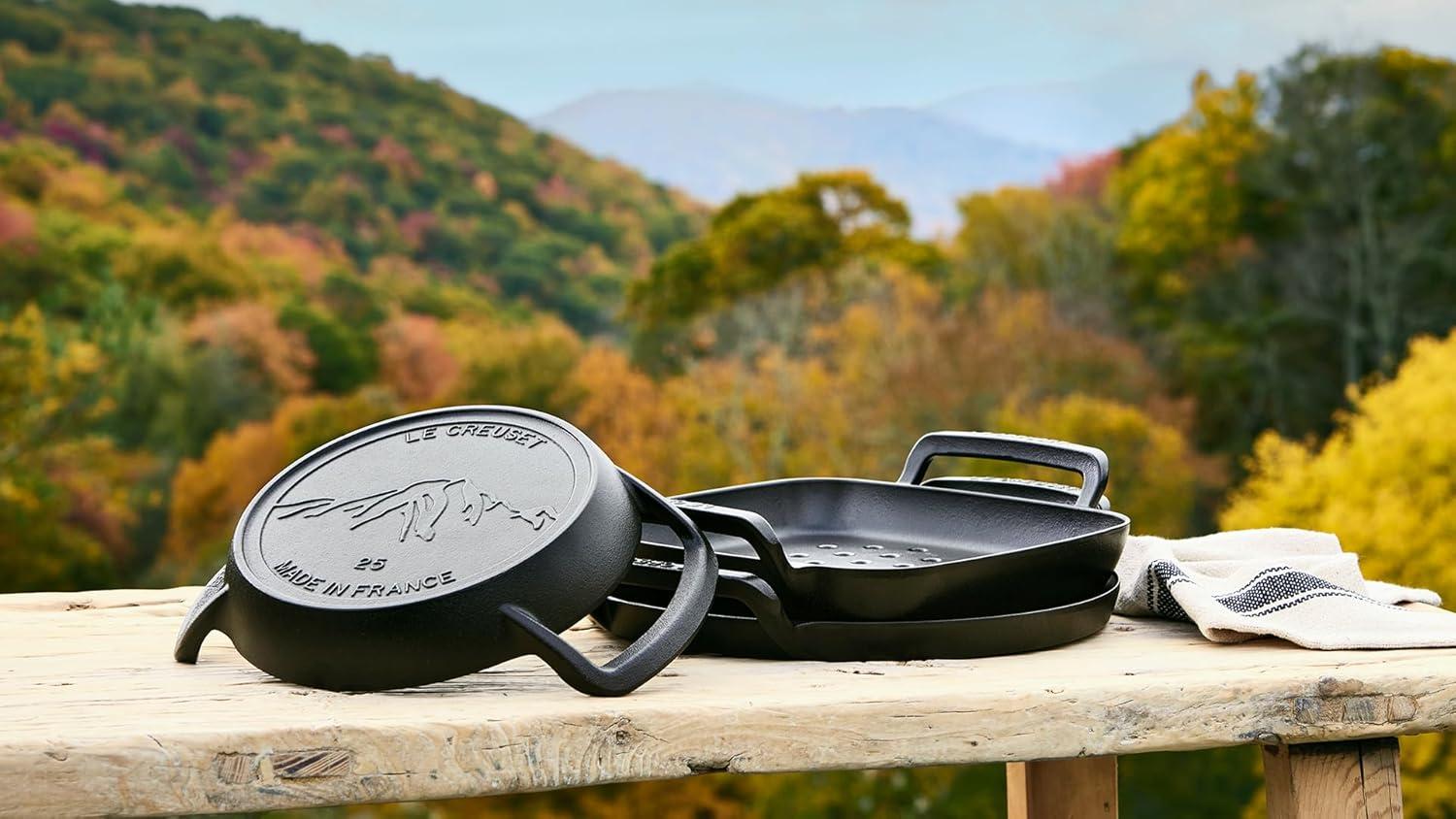 Le Creuset Alpine Outdoor Collection Enameled Cast Iron Square Grill Basket, 12″(Skillet) - view 6