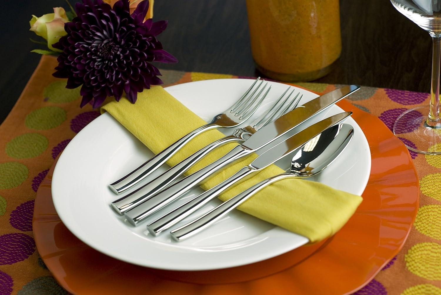 Fortessa Lucca Faceted 18/10 Stainless Steel Flatware Serving Spoon, 9-Inch(Contemporary) - view 6