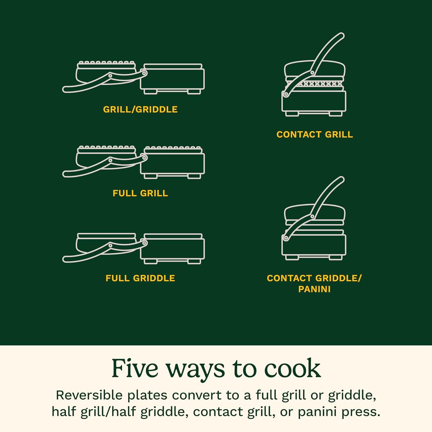 Cuisinart Electric Griddler FIVE Countertop Grill, Enjoy 5-in-1 Functions Including Panini Press, LCD Display, Wide Temperature Range, and Sear Function, Nonstick Plates, GR-5NAS, Stainless Steel(Digital) - view 4