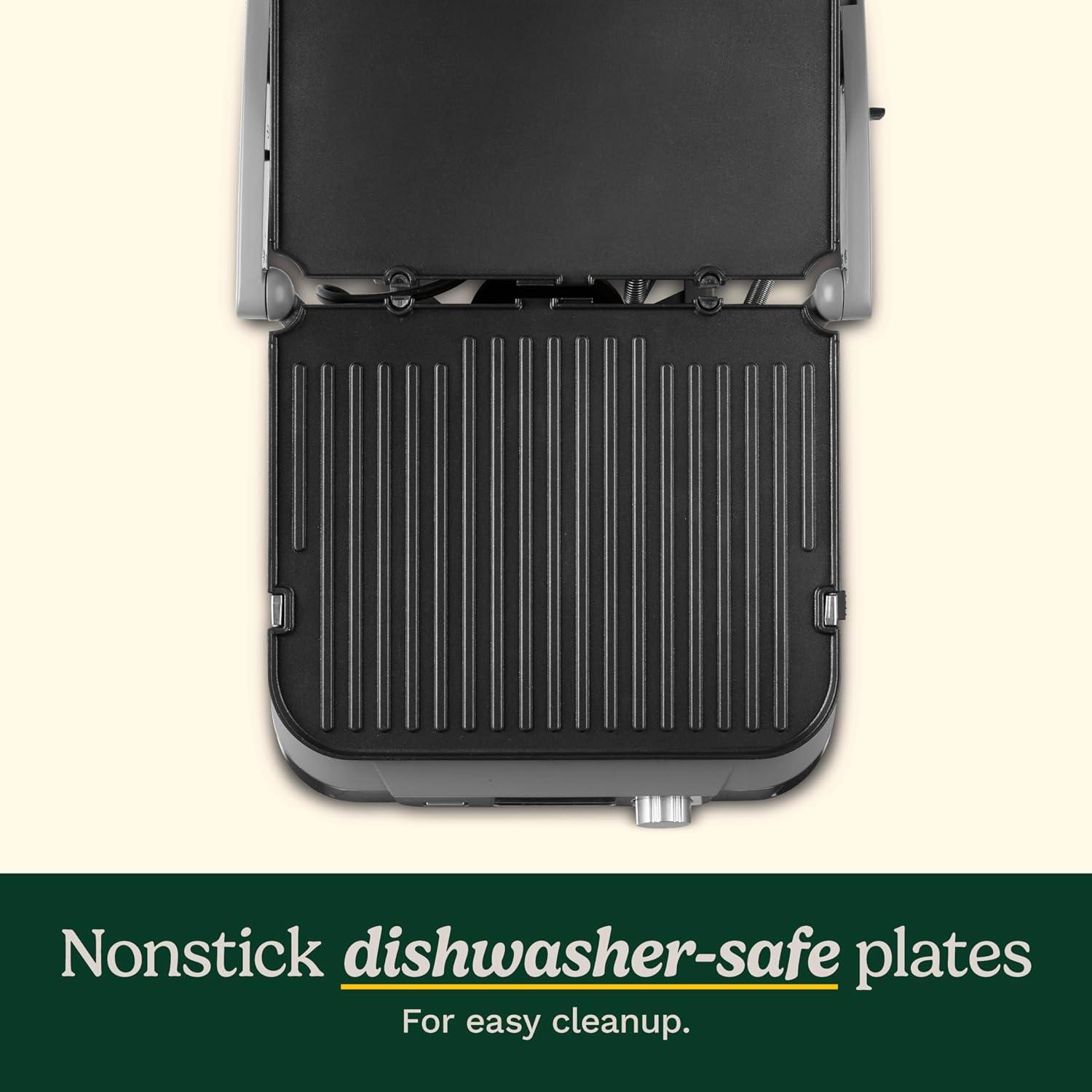 Cuisinart Electric Griddler FIVE Countertop Grill, Enjoy 5-in-1 Functions Including Panini Press, LCD Display, Wide Temperature Range, and Sear Function, Nonstick Plates, GR-5NAS, Stainless Steel(Digital) - view 5