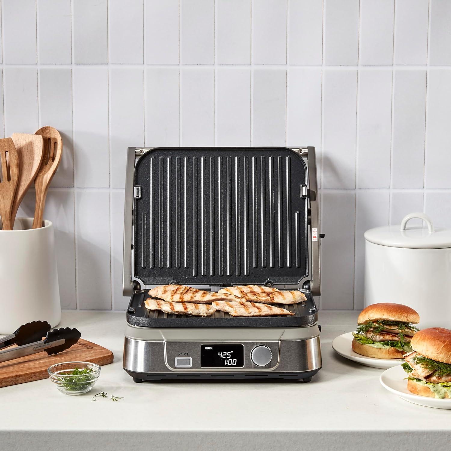 Cuisinart Electric Griddler FIVE Countertop Grill, Enjoy 5-in-1 Functions Including Panini Press, LCD Display, Wide Temperature Range, and Sear Function, Nonstick Plates, GR-5NAS, Stainless Steel(Digital) - view 7