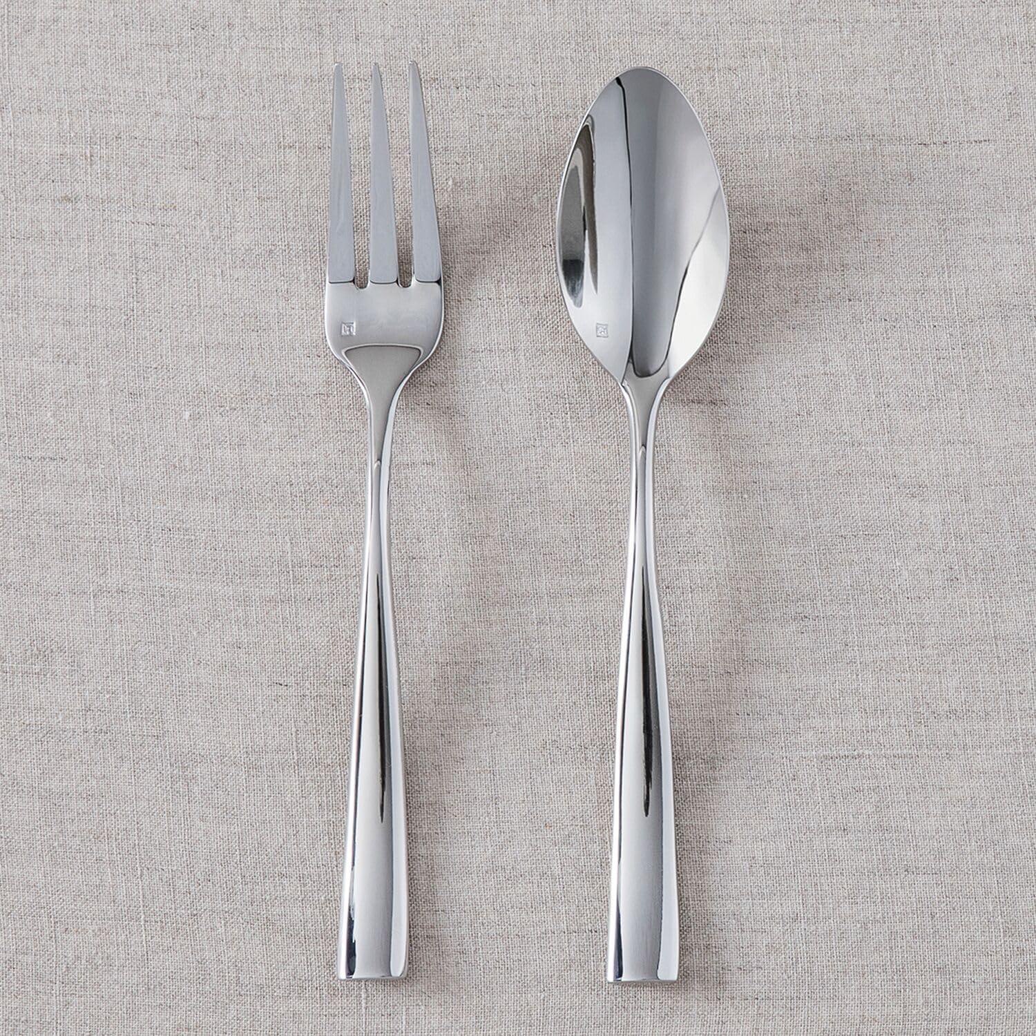 Fortessa Lucca Faceted 18/10 Stainless Steel Flatware Serving Spoon, 9-Inch(Lucca) - view 3