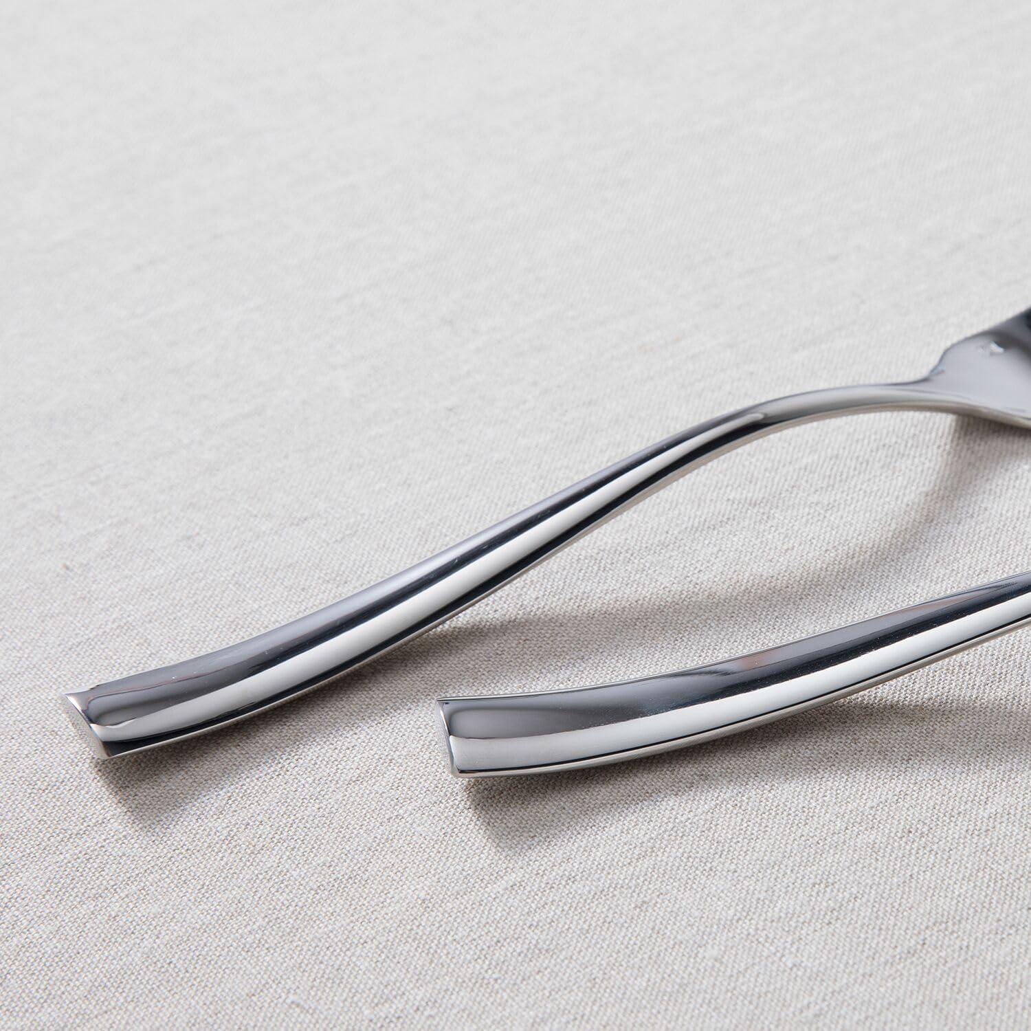Fortessa Lucca Faceted 18/10 Stainless Steel Flatware Serving Spoon, 9-Inch(Lucca) - view 4