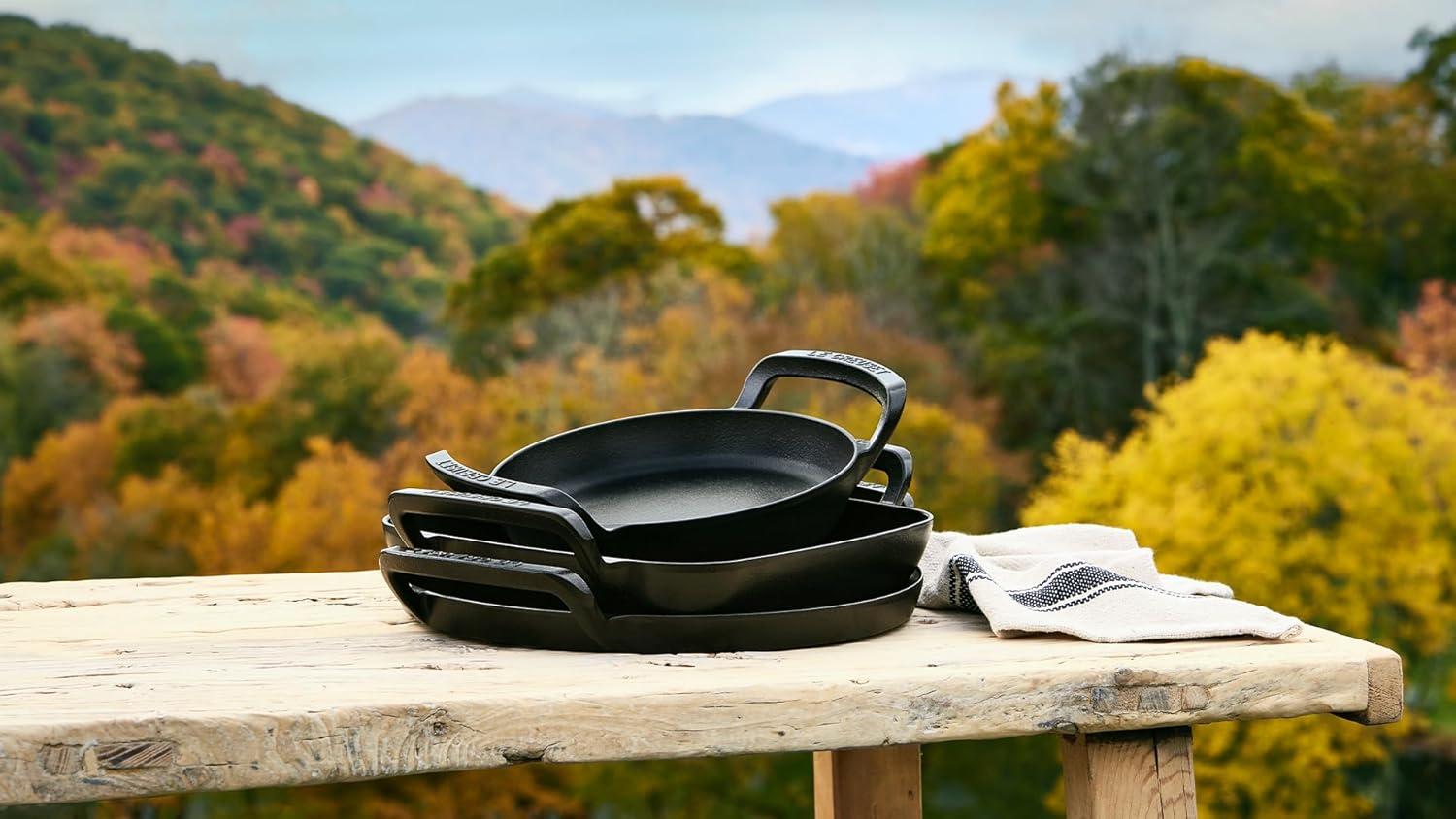 Le Creuset Alpine Outdoor Collection Enameled Cast Iron Square Grill Basket, 12″(Pizza Pan) - view 6