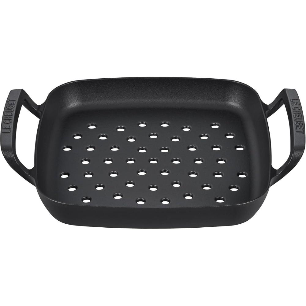 Le Creuset Alpine Outdoor Collection Enameled Cast Iron Square Grill Basket, 12″(Grill Basket)