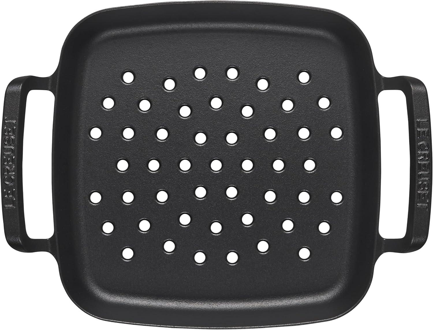 Le Creuset Alpine Outdoor Collection Enameled Cast Iron Square Grill Basket, 12″(Grill Basket) - view 4