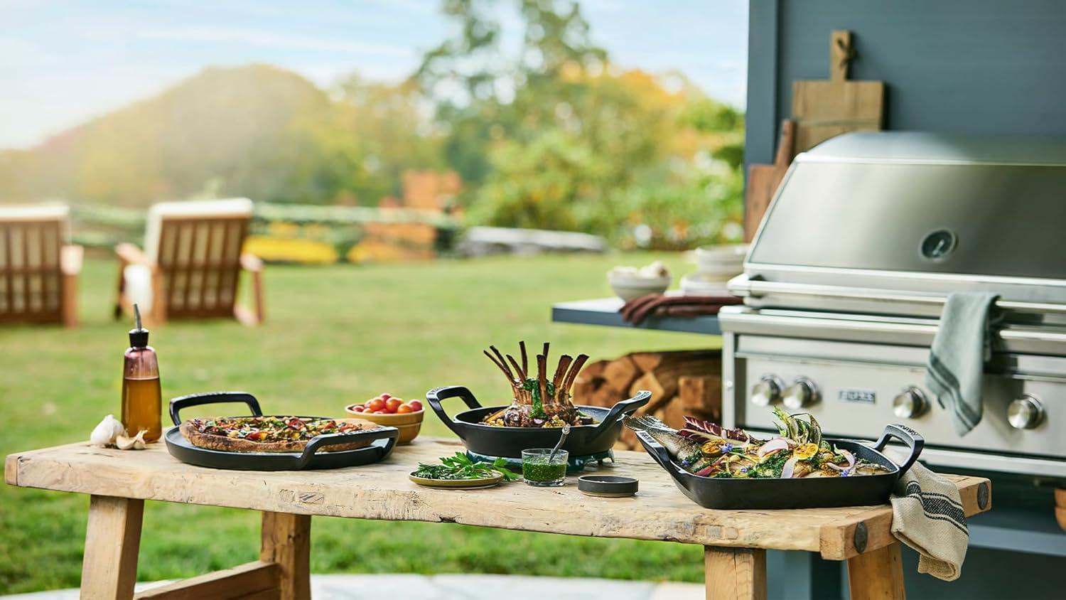 Le Creuset Alpine Outdoor Collection Enameled Cast Iron Square Grill Basket, 12″(Grill Basket) - view 6