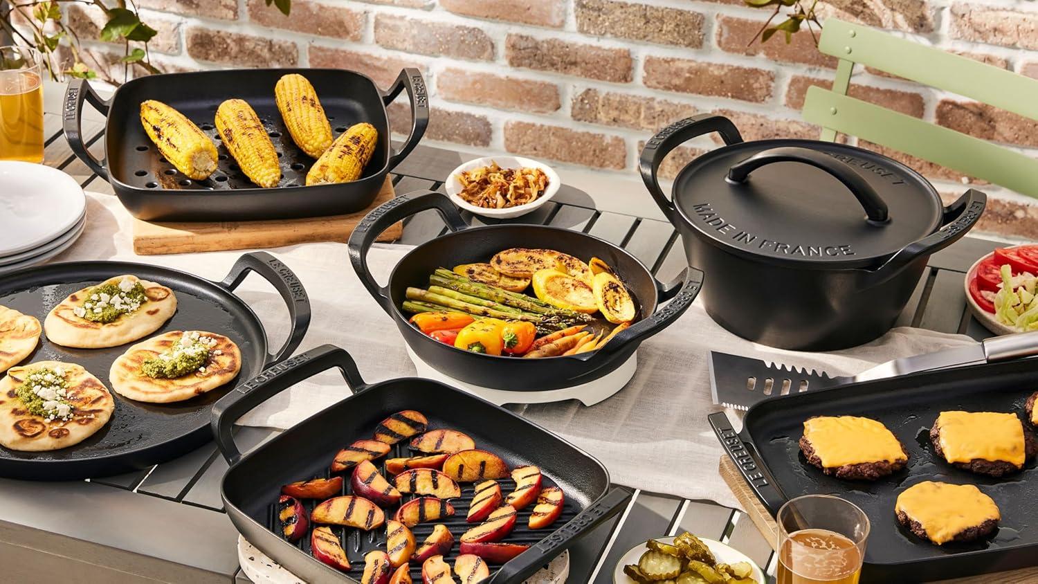 Le Creuset Alpine Outdoor Collection Enameled Cast Iron Square Grill Basket, 12″(Rectangular Griddle) - view 6
