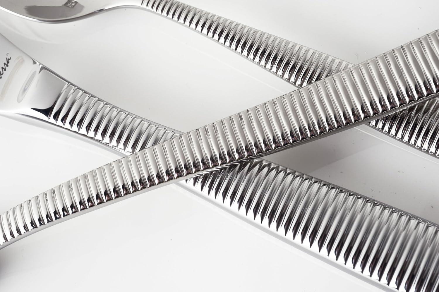 Fortessa Lucca Faceted 18/10 Stainless Steel Flatware Serving Spoon, 9-Inch(Ringo) - view 3