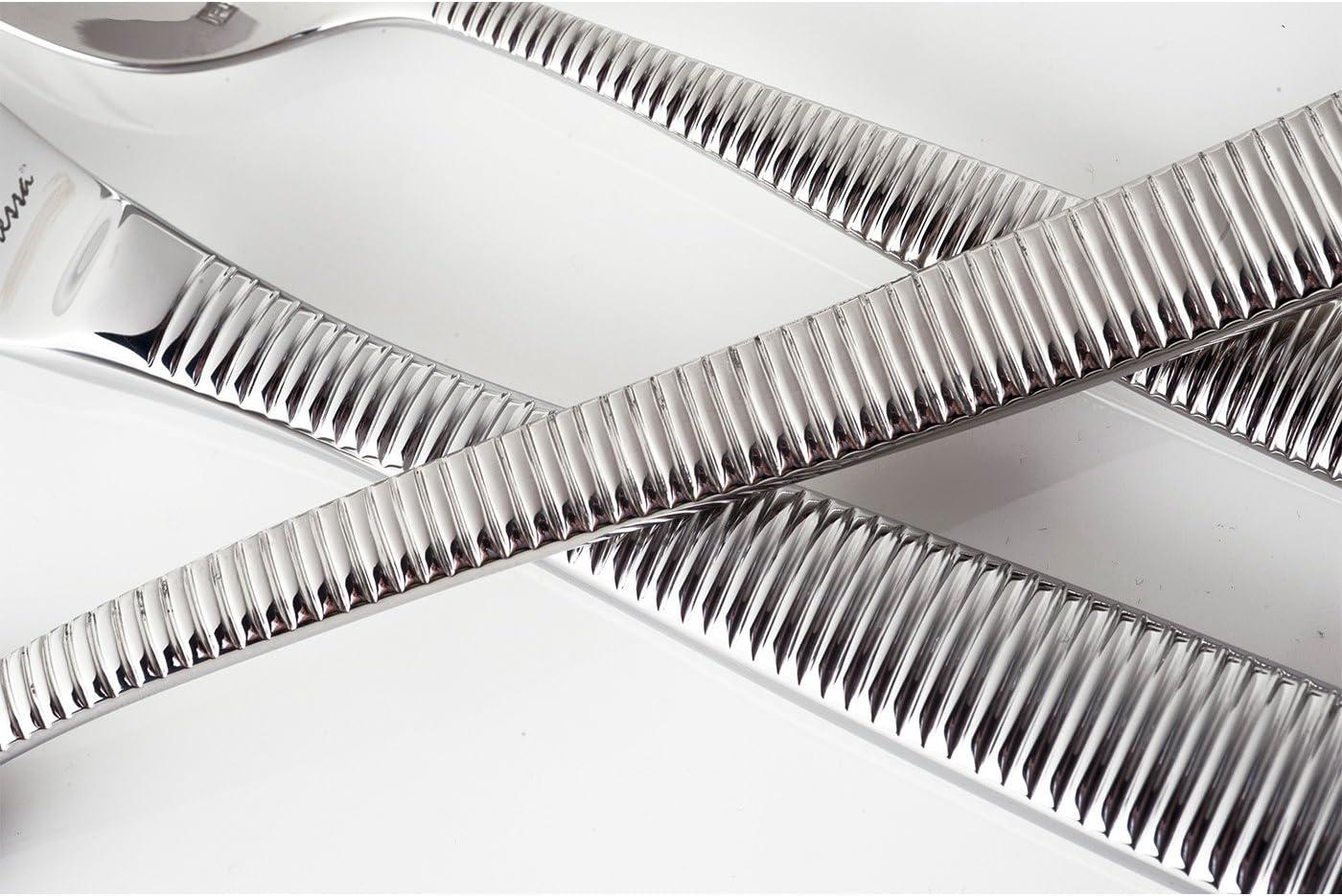 Fortessa Lucca Faceted 18/10 Stainless Steel Flatware Serving Spoon, 9-Inch(Ringo) - view 8
