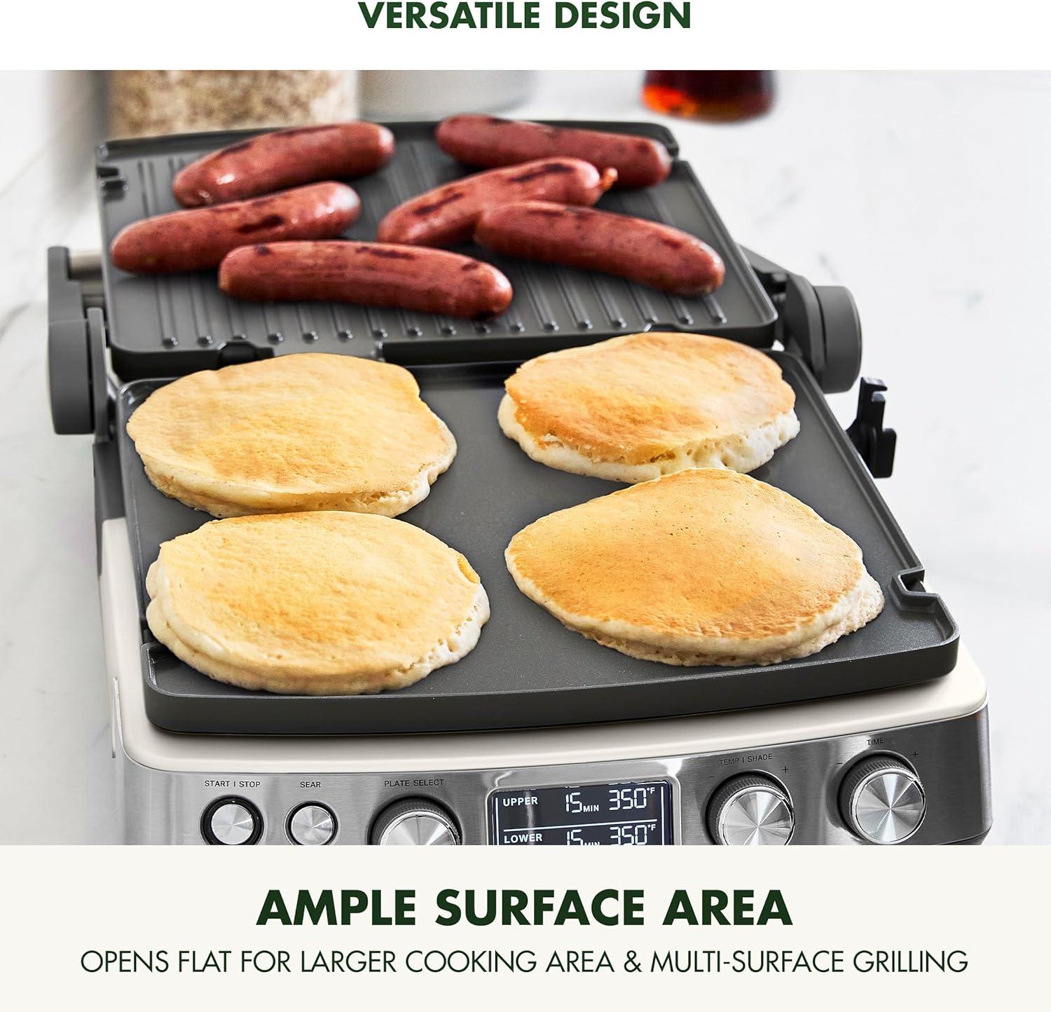 GreenPan Elite 7-in-1 Multi-Function Contact Grill & Griddle, Healthy Ceramic Nonstick, Grill & Waffle Plates, Adjustable Shade & Shear, Closed Press/Open Flat Surface, PFAS-Free, Cream White(Cream White) - view 3