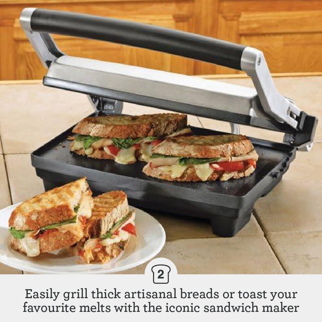 Breville BSG520XL Panini Duo Nonstick Sandwich Maker Press, 2 Slice, Brushed Stainless Steel - view 2