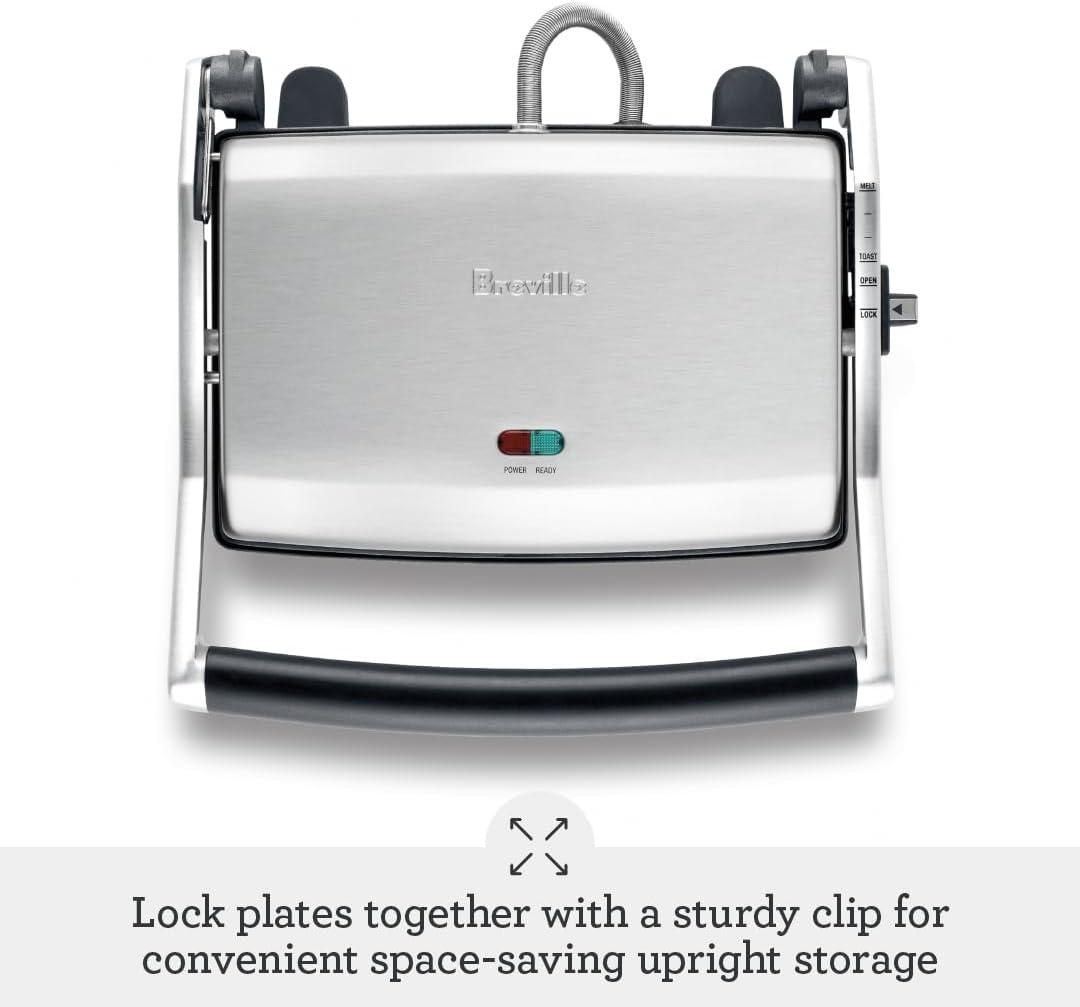 Breville BSG520XL Panini Duo Nonstick Sandwich Maker Press, 2 Slice, Brushed Stainless Steel - view 4