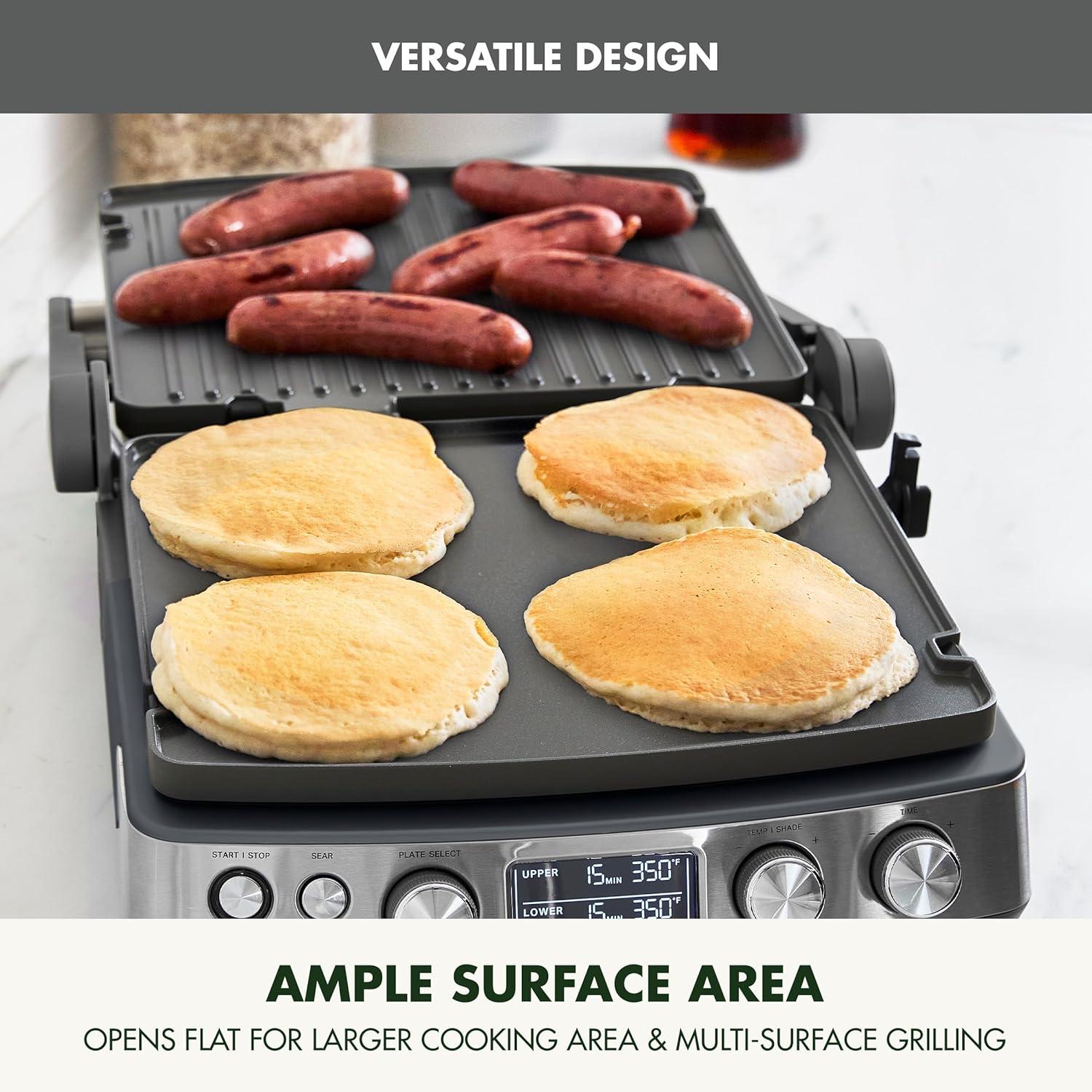 GreenPan Elite 7-in-1 Multi-Function Contact Grill & Griddle, Healthy Ceramic Nonstick, Grill & Waffle Plates, Adjustable Shade & Shear, Closed Press/Open Flat Surface, PFAS-Free, Cream White(Graphite) - view 3