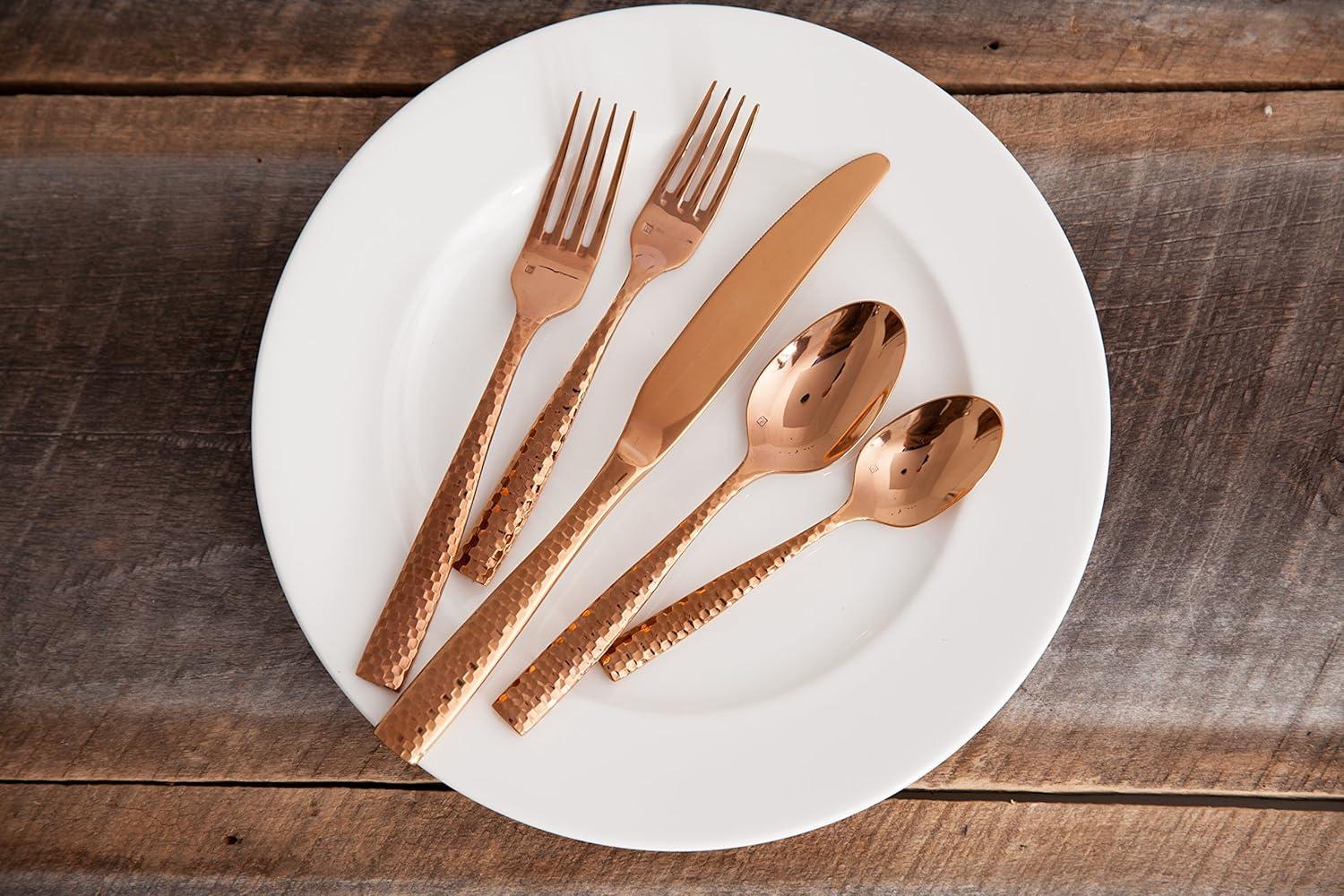 Fortessa Lucca Faceted 18/10 Stainless Steel Flatware Serving Spoon, 9-Inch(Lucca Faceted Rose Gold) - view 2