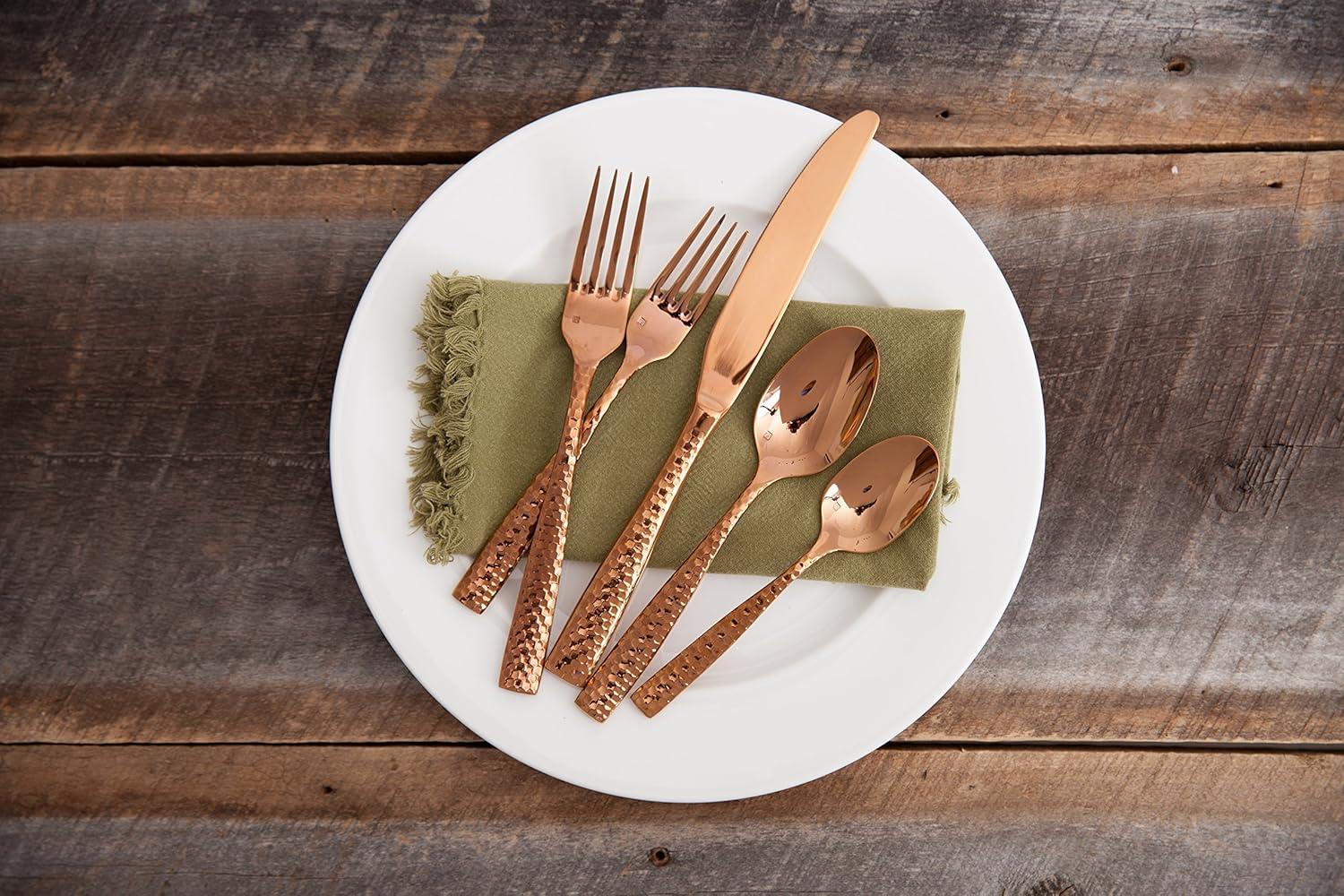 Fortessa Lucca Faceted 18/10 Stainless Steel Flatware Serving Spoon, 9-Inch(Lucca Faceted Rose Gold) - view 4