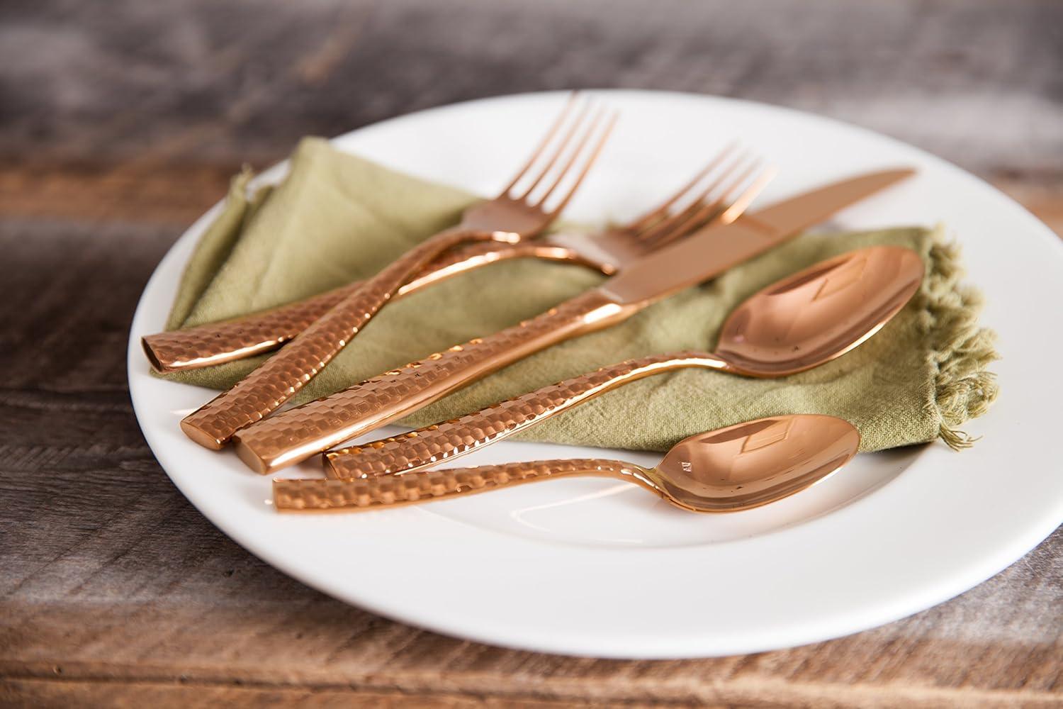 Fortessa Lucca Faceted 18/10 Stainless Steel Flatware Serving Spoon, 9-Inch(Lucca Faceted Rose Gold) - view 5