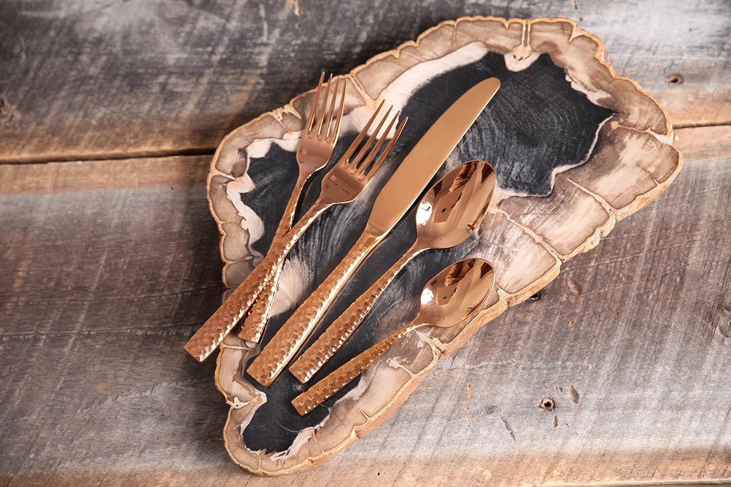 Fortessa Lucca Faceted 18/10 Stainless Steel Flatware Serving Spoon, 9-Inch(Lucca Faceted Rose Gold) - view 7