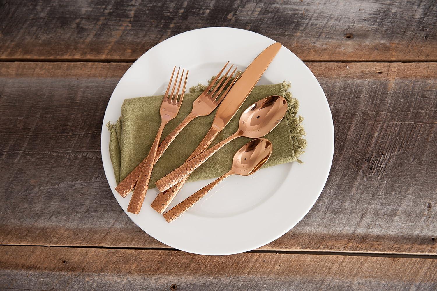 Fortessa Lucca Faceted 18/10 Stainless Steel Flatware Serving Spoon, 9-Inch(Lucca Faceted Rose Gold) - view 8