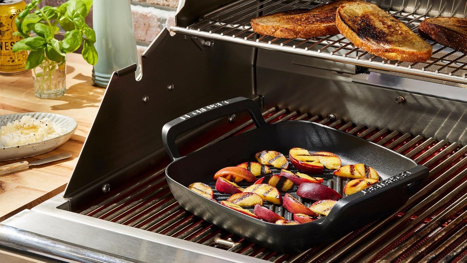 Le Creuset Alpine Outdoor Collection Enameled Cast Iron Square Grill Basket, 12″(Square Grill) - view 5