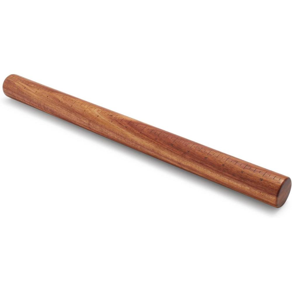 Sur La Table Acacia Wood Rolling Pin – 19″ with Measurement Markings for Dough, Pastry & Candy Crushing