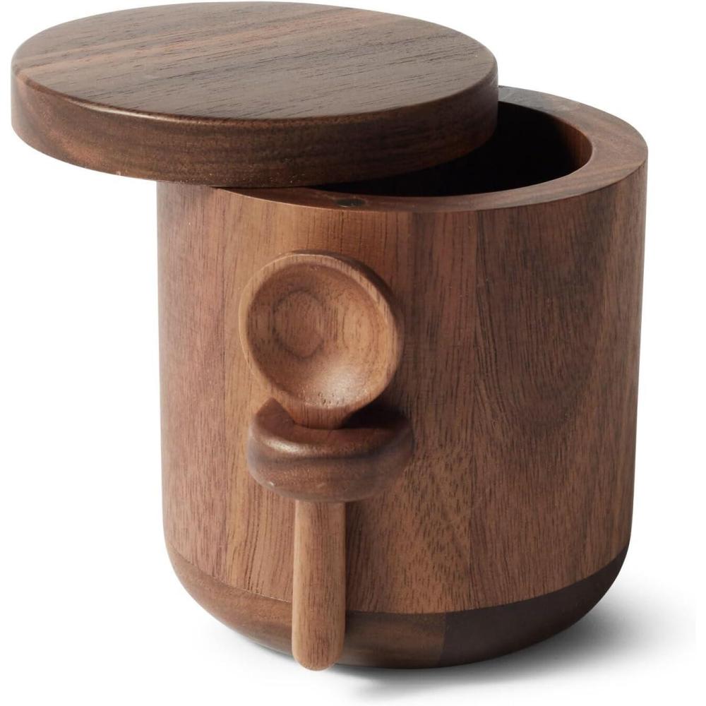 Sur La Table American Black Walnut Salt Keeper – Stylish Countertop Storage for Everyday Cooking