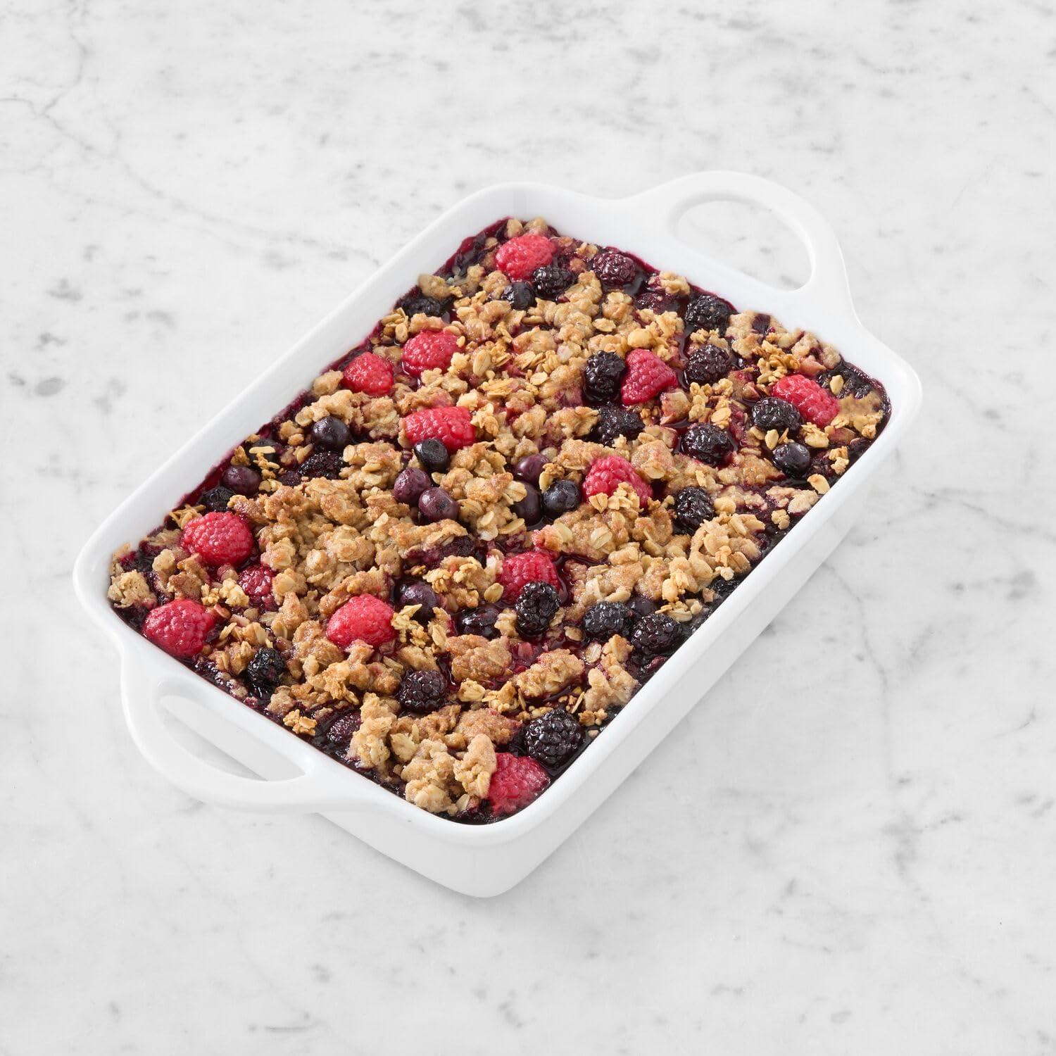 Sur La Table 2 Qt Porcelain Baking Dish – Rectangular Casserole Baker for Pasta, Roasted Veggies & Desserts, Classic White Glaze, Oven to Table, Nesting Bakeware, Dishwasher - view 3