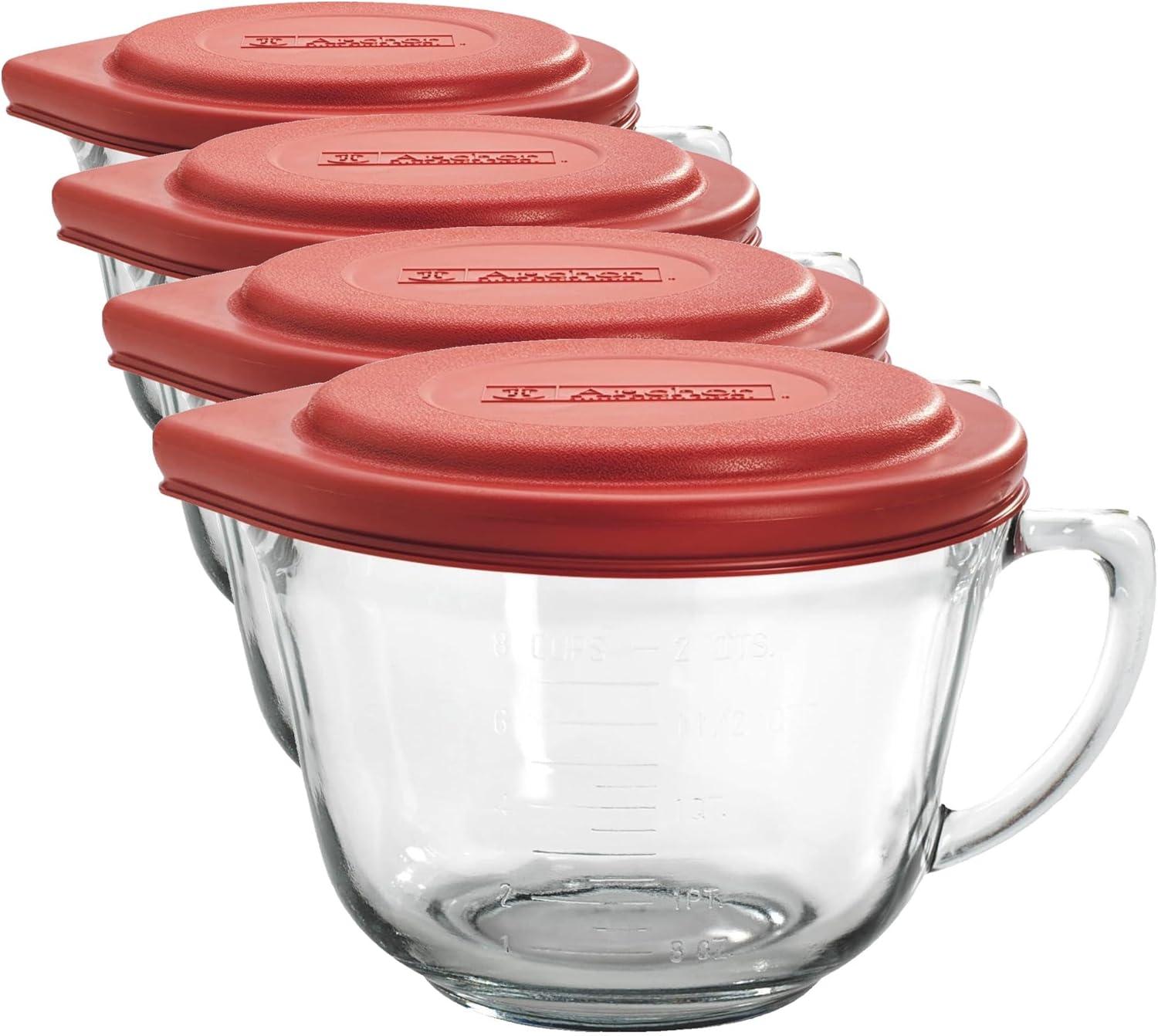 Anchor Hocking Batter Bowl, 2 Quart Glass Mixing Bowl with Red Lid(Red Lid) - view 7